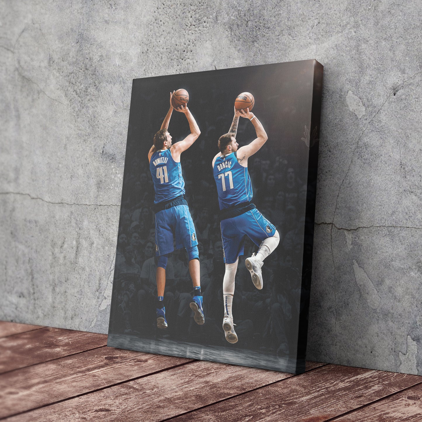 Luka Doncic and Dirk Nowitzki Canvas Art - Dallas Mavericks NBA Decor