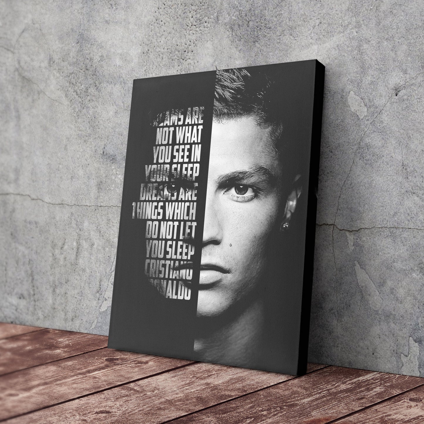 Cristiano Ronaldo Motivational Quote Canvas Wall Art Decor - Soccer Superstar Art