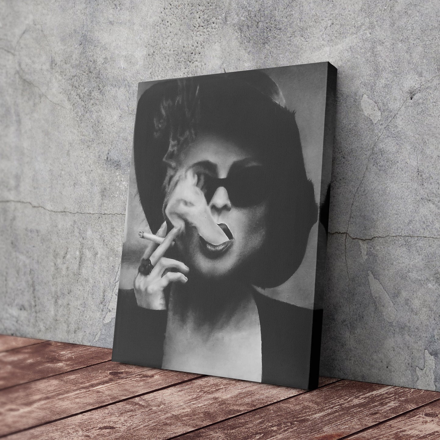 Fight Club Marla Singer Smoking Canvas Wall Art – Movie Scene Poster