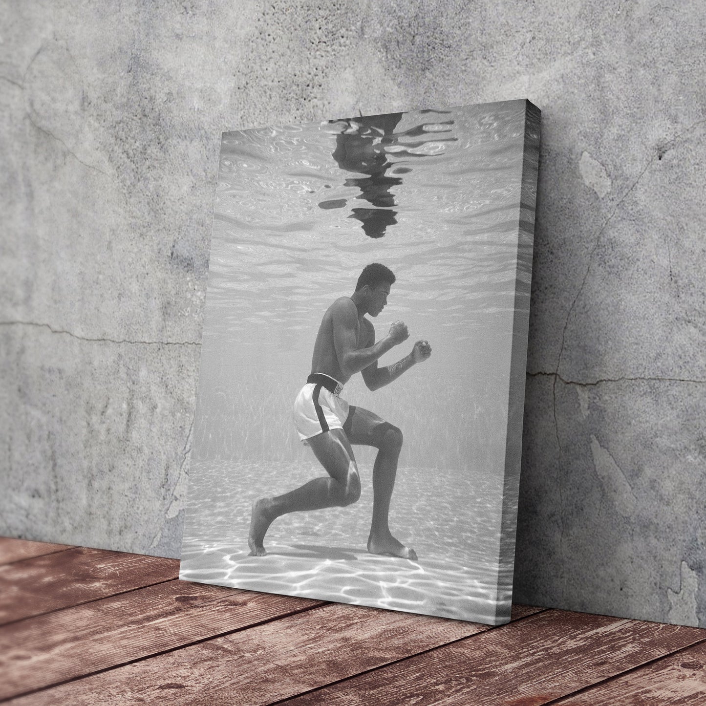 Muhammad Ali Underwater - Black and White Canvas Wall Art Decor