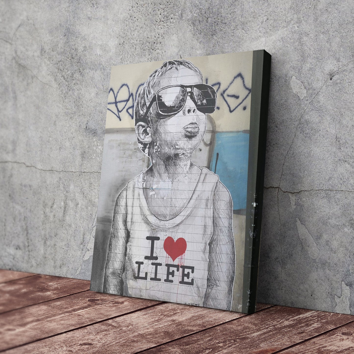 Banksy 'I Love Life' Canvas Print - Framed Wall Art