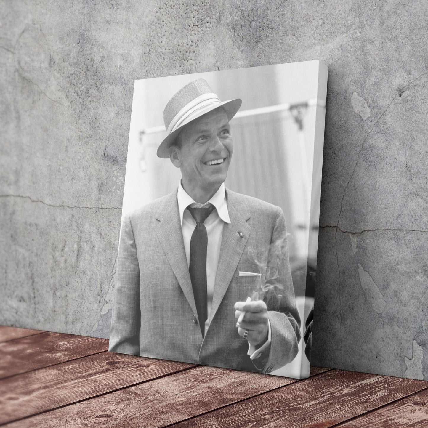 Frank Sinatra Smoking Canvas Wall Art – Classic Music Legend Home Decor