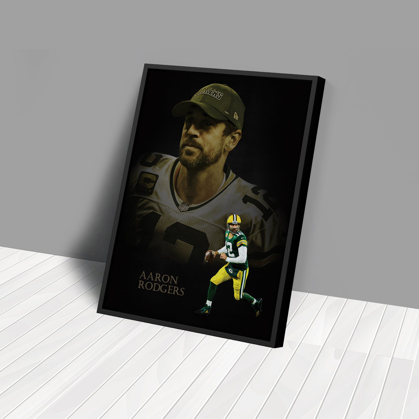 Aaron Rodgers Green Bay Packers NFL Canvas Wall Art - Framed Home Decor