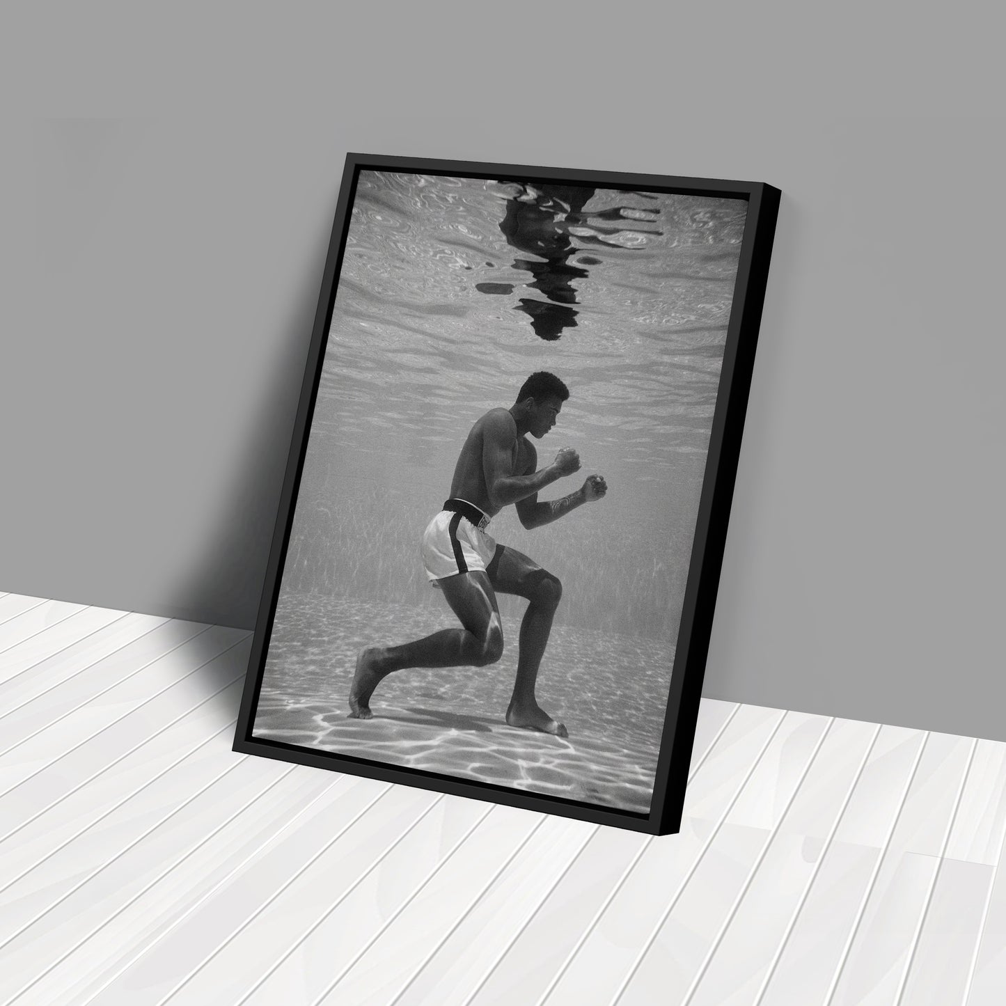 Muhammad Ali Underwater - Black and White Canvas Wall Art Decor