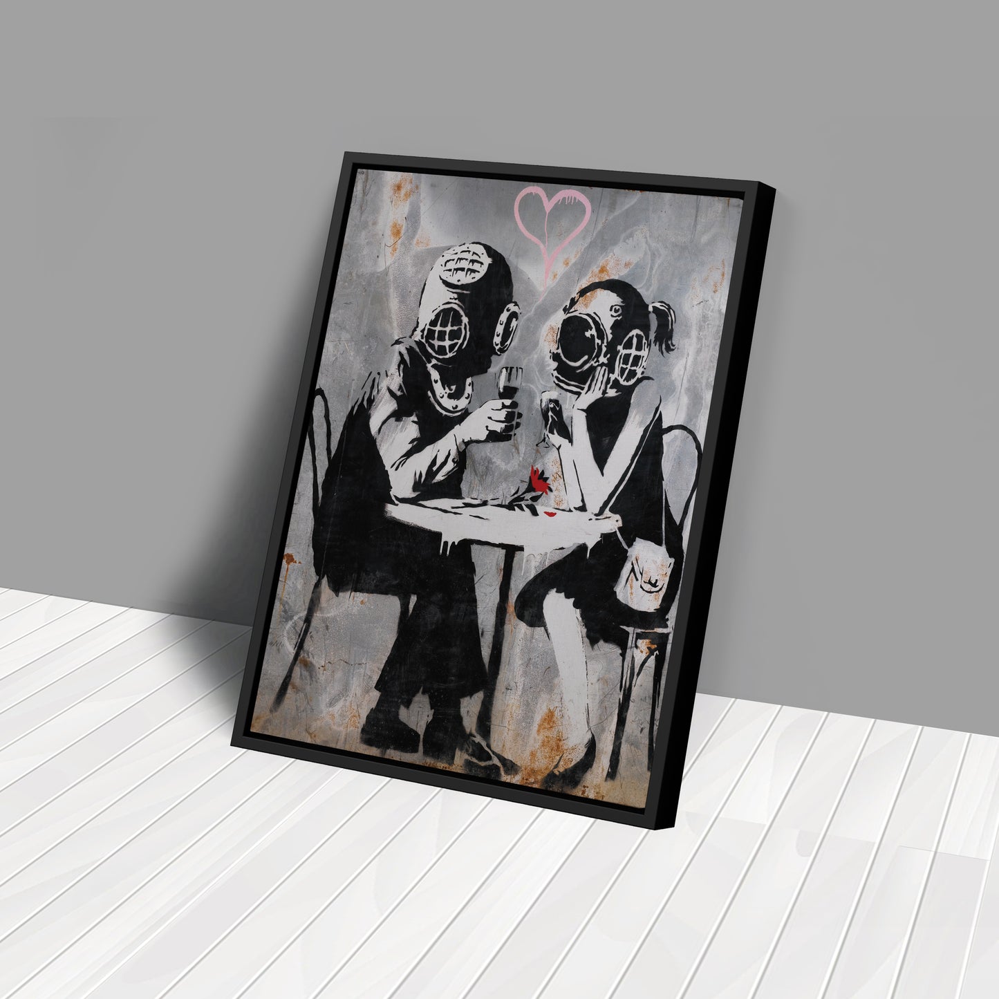 Banksy 'Love Mask' Canvas Print - Framed Wall Art