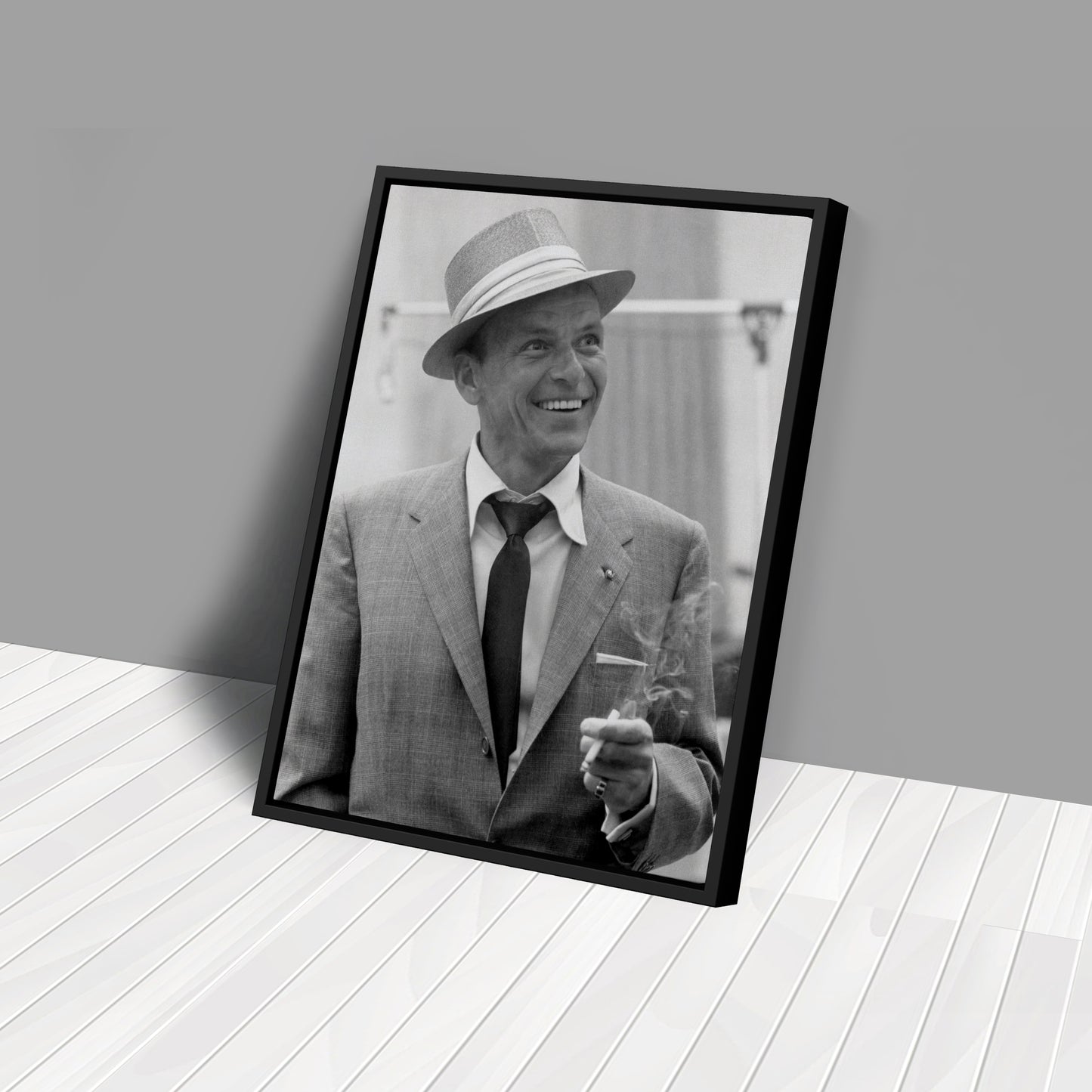 Frank Sinatra Smoking Canvas Wall Art – Classic Music Legend Home Decor