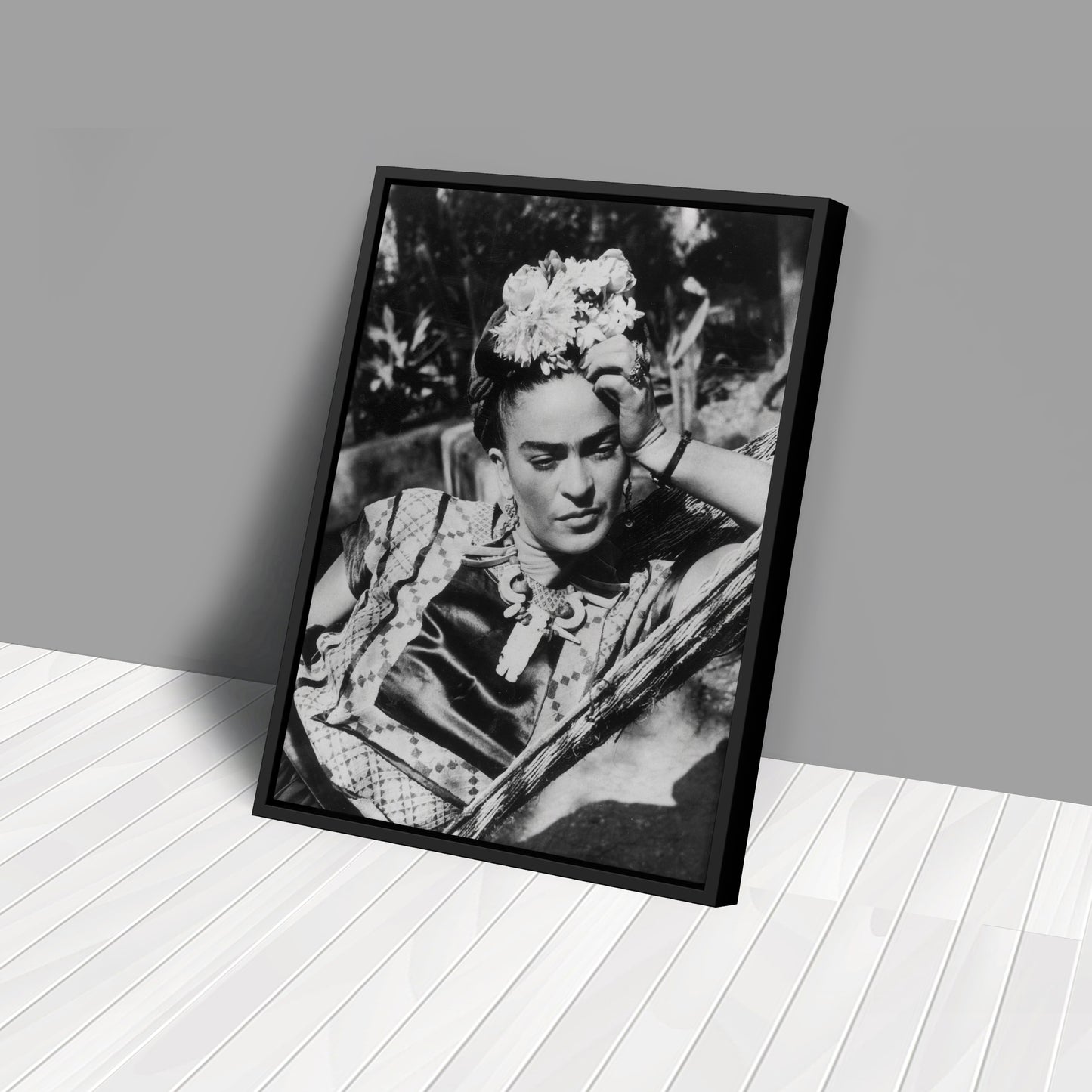 Frida Kahlo Black and White Canvas Wall Art – Iconic Art Print