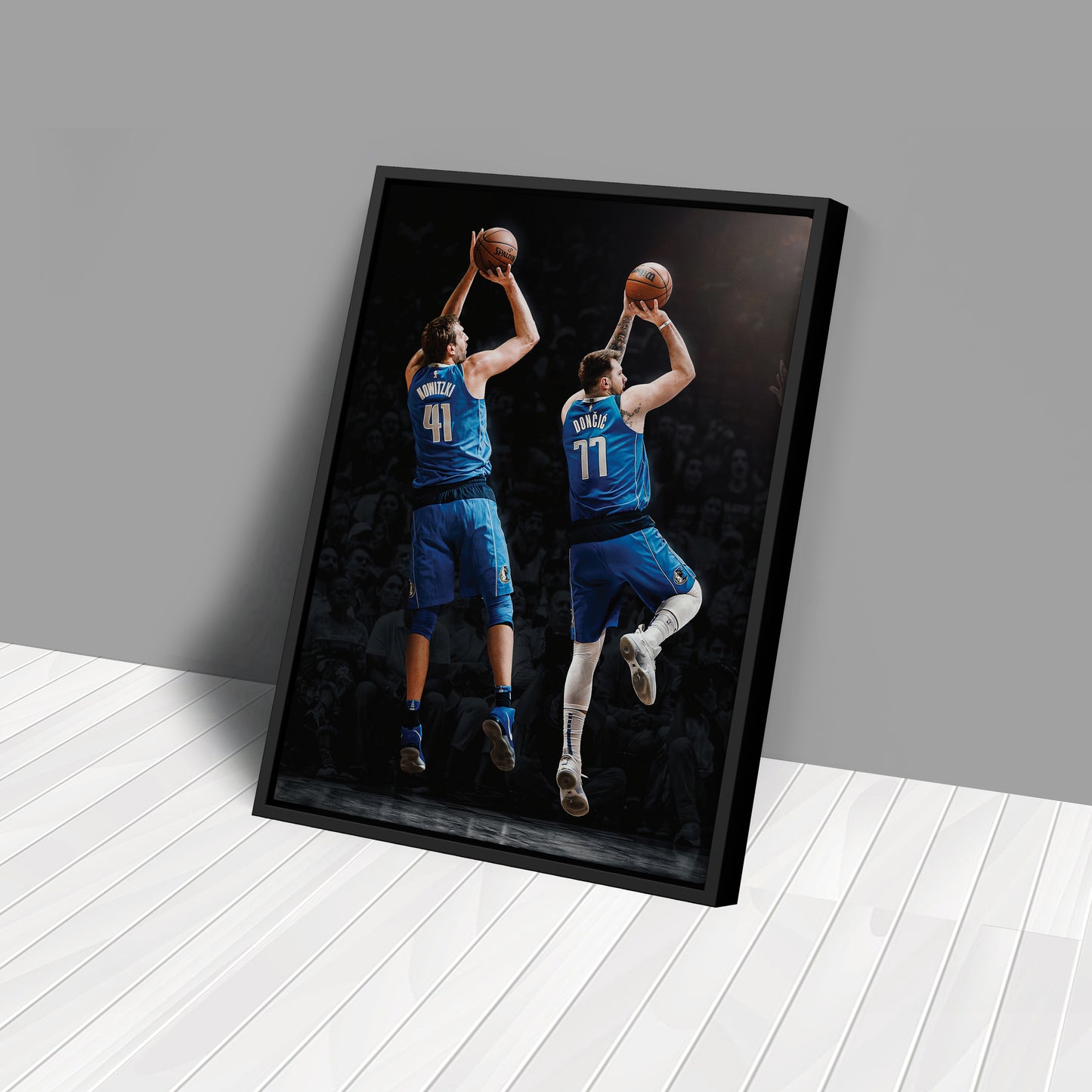 Luka Doncic and Dirk Nowitzki Canvas Art - Dallas Mavericks NBA Decor