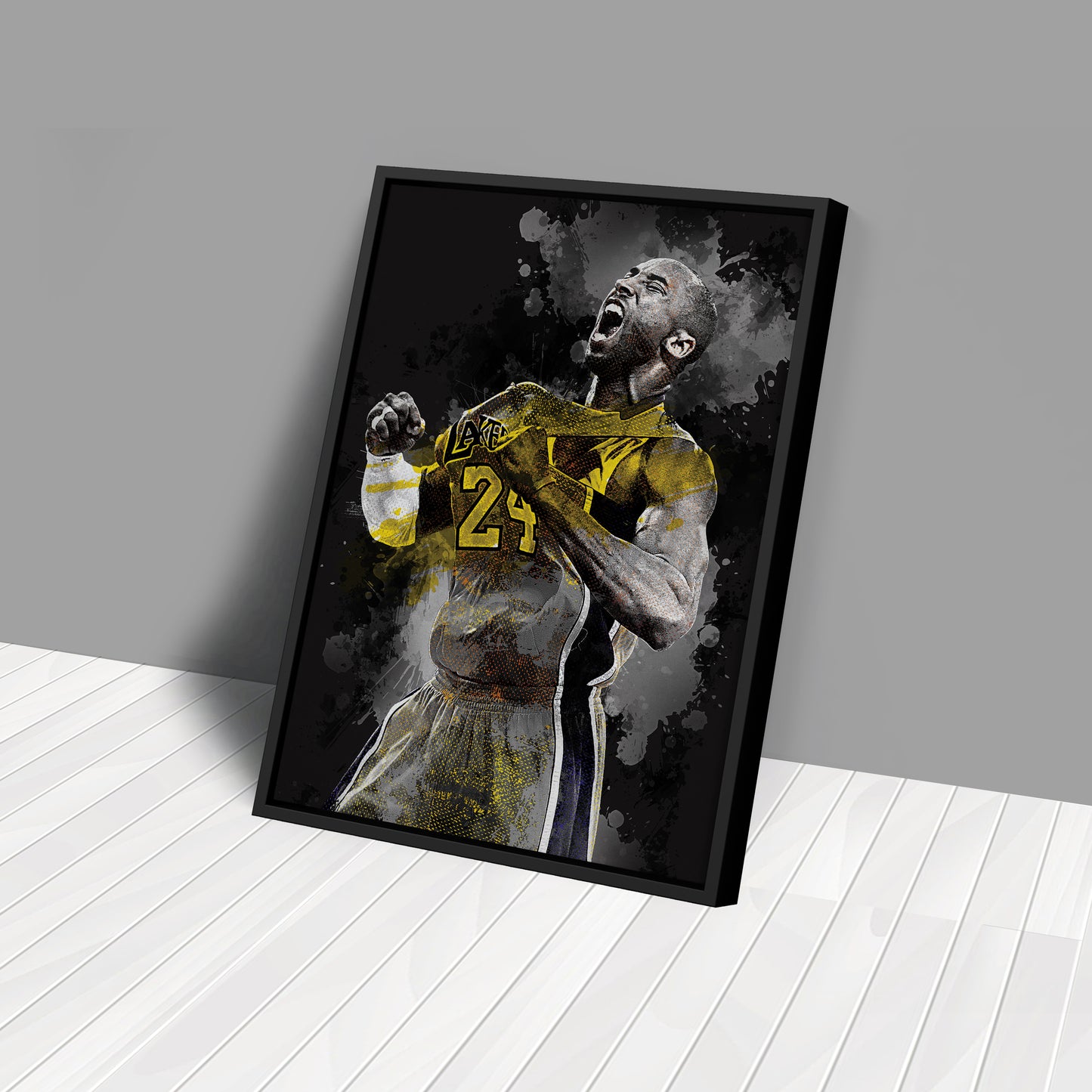 Kobe Bryant Splash Effect Canvas Wall Art – Legendary NBA Action