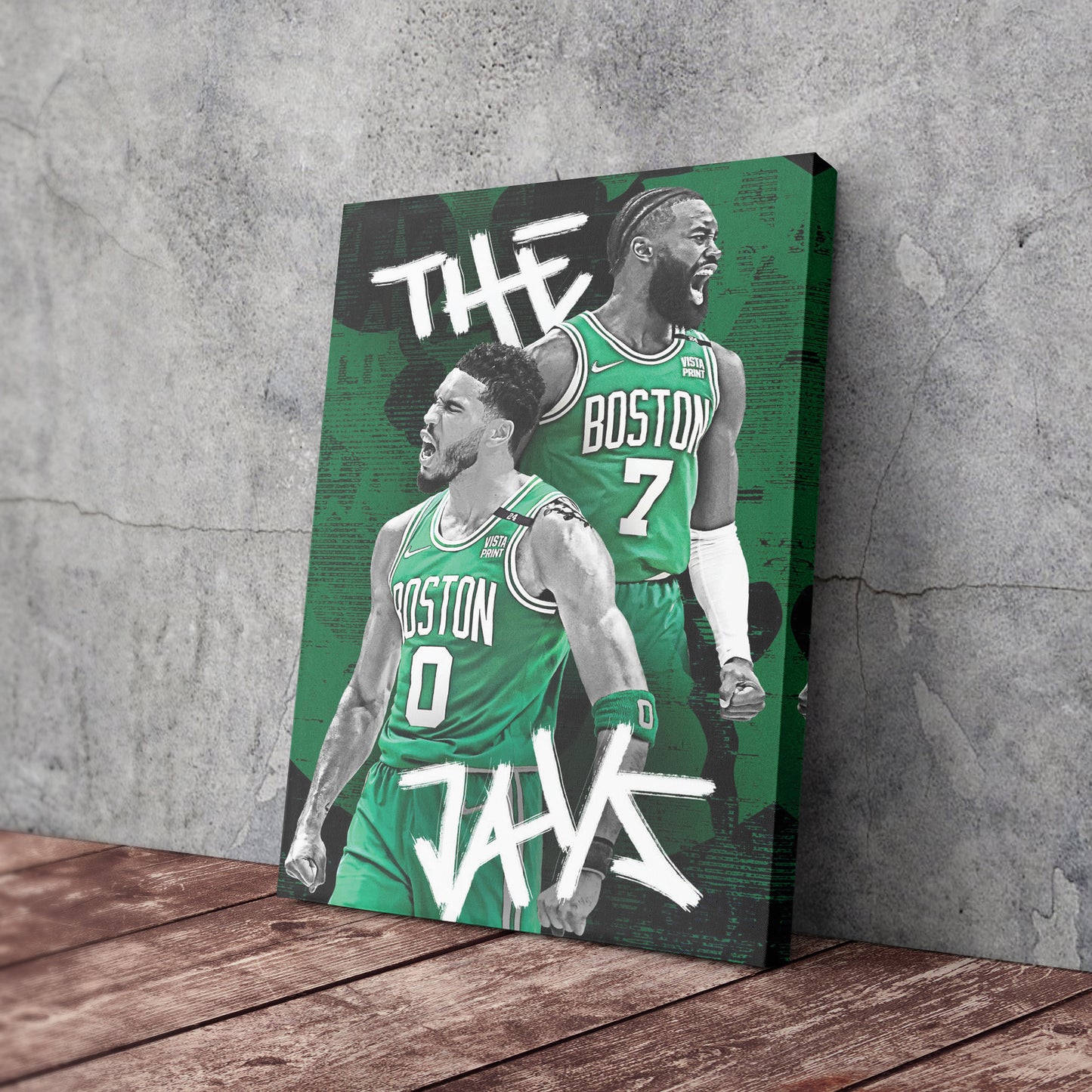 Jayson Tatum & Jaylen Brown Boston Celtics Canvas Wall Art Decor - NBA Stars Art
