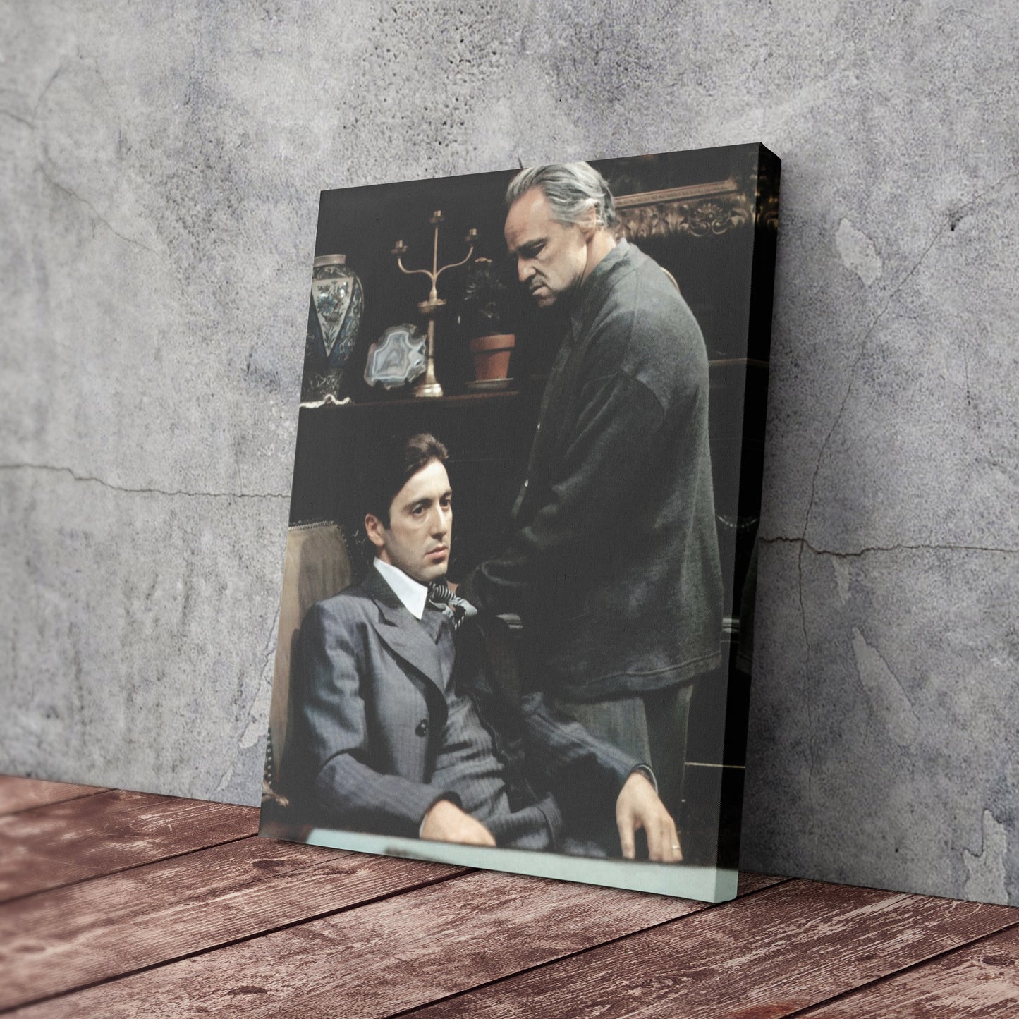 Godfather Marlon Brando and Al Pacino Canvas Wall Art – Mafia Movie Poster