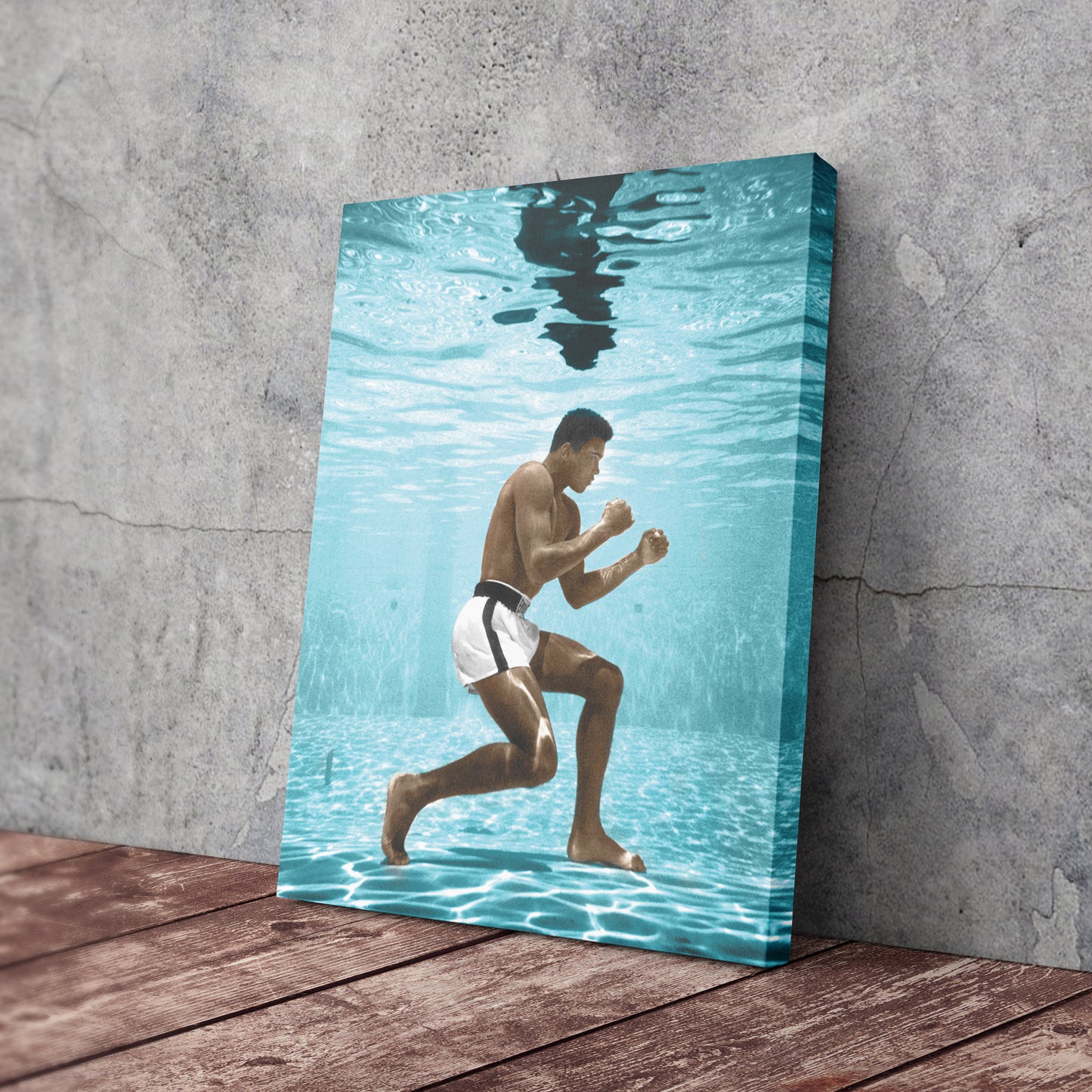 Muhammad Ali Underwater - Colored Canvas Wall Art Decor