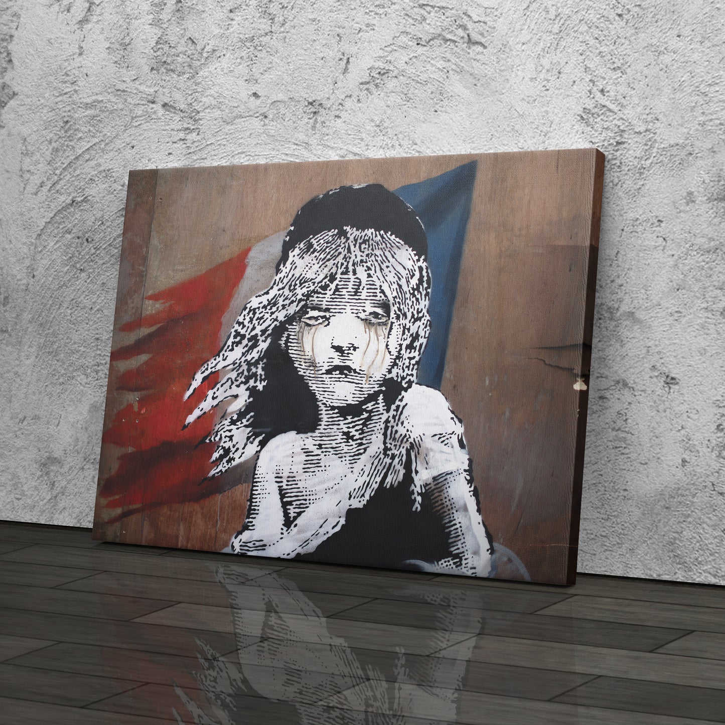 Banksy 'Les Misérables' Paris Mural Canvas Print - Framed Wall Art