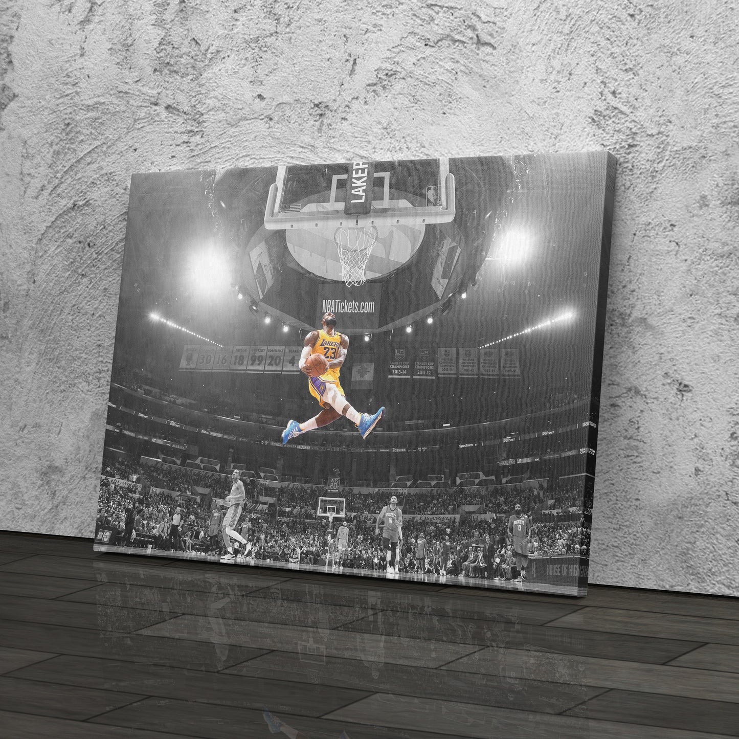 LeBron James Dunk Basketball Canvas Wall Art – NBA King in Action