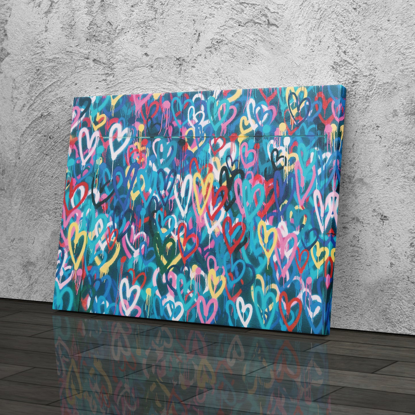 Banksy 'Love Hearts' Graffiti Canvas Print - Framed Wall Art