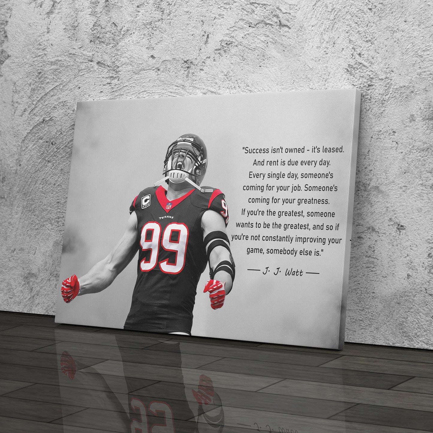 J.J. Watt Motivational Quote Canvas Wall Art Decor - NFL Legend Art