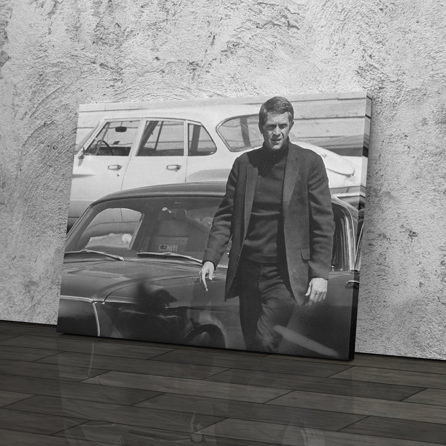 Steve McQueen Hollywood Icon Canvas Wall Art – Black and White Decor