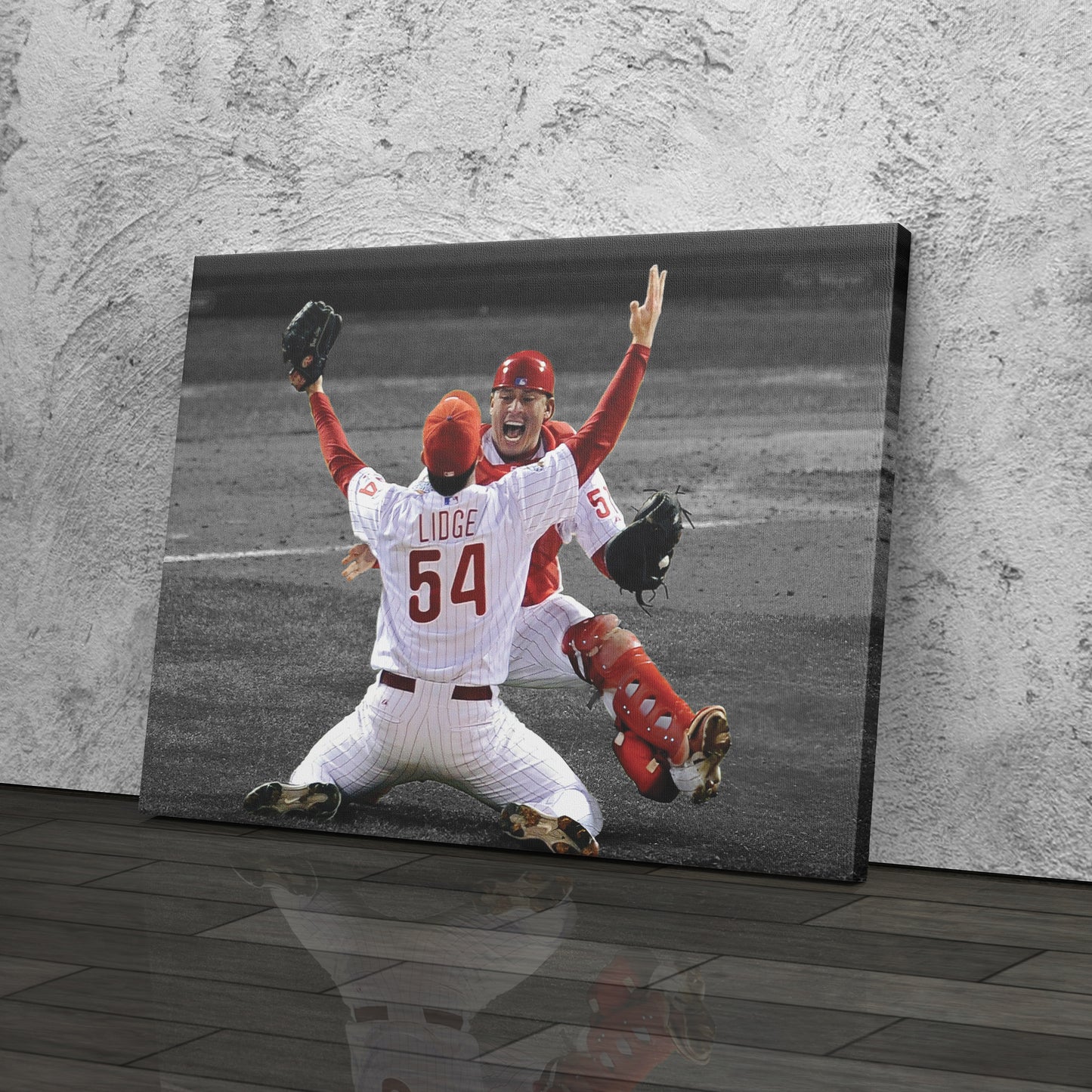 Brad Lidge & Carlos Ruiz Celebrate World Series Victory Canvas Wall Art Decor - MLB Sports Poster