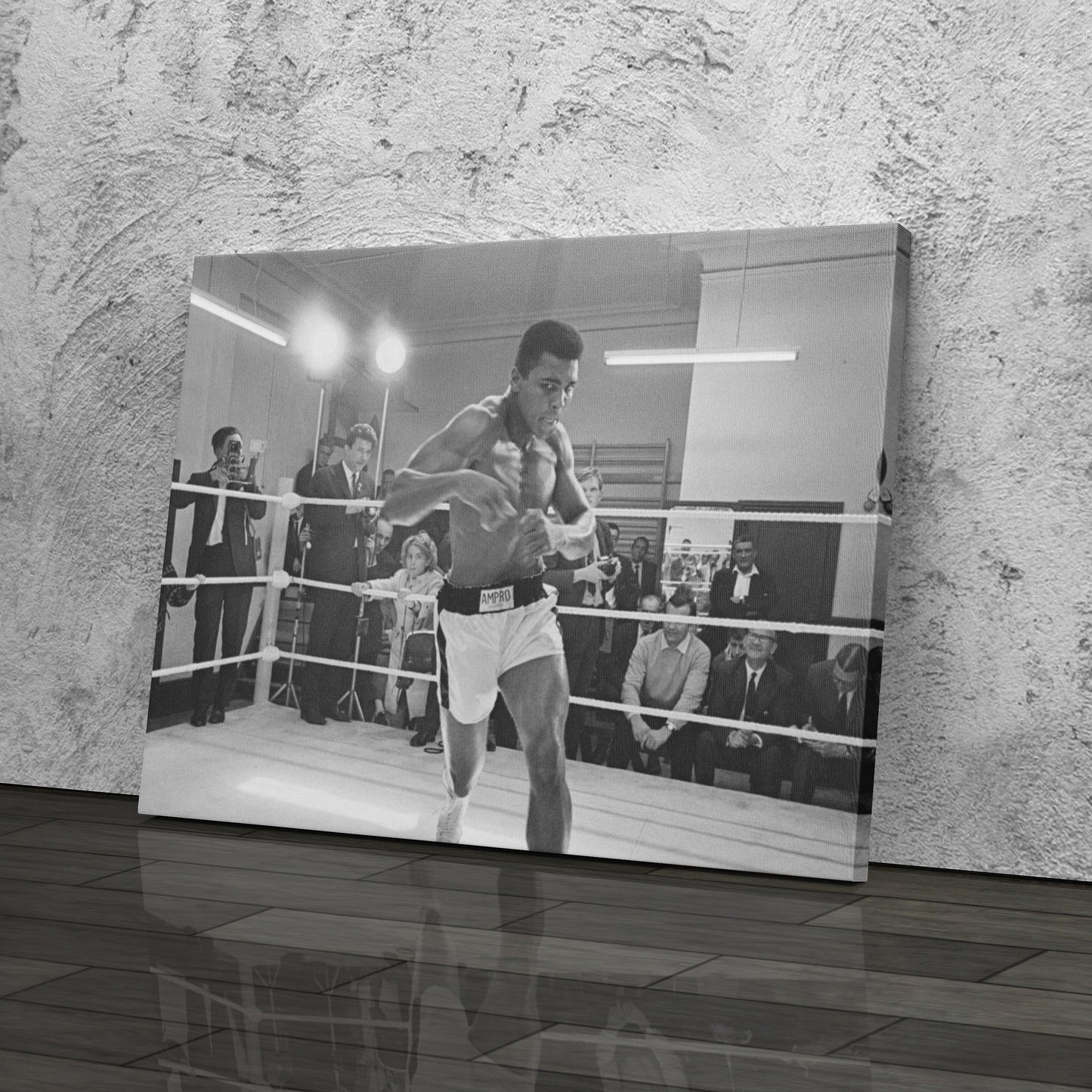 Muhammad Ali Training Canvas Art – Boxing Champion Black and White Decor
