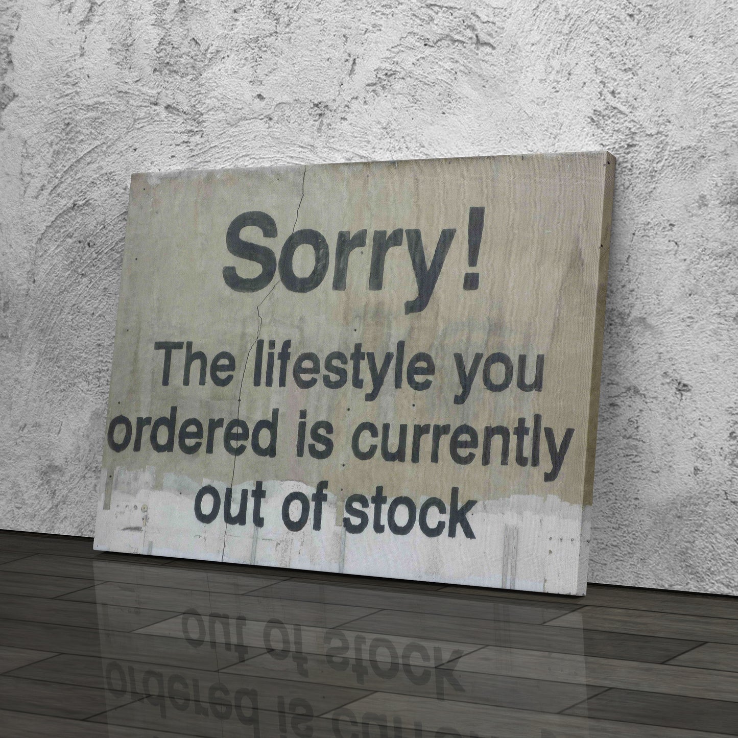 Banksy 'Out of Stock' Quote Canvas Print - Framed Wall Art