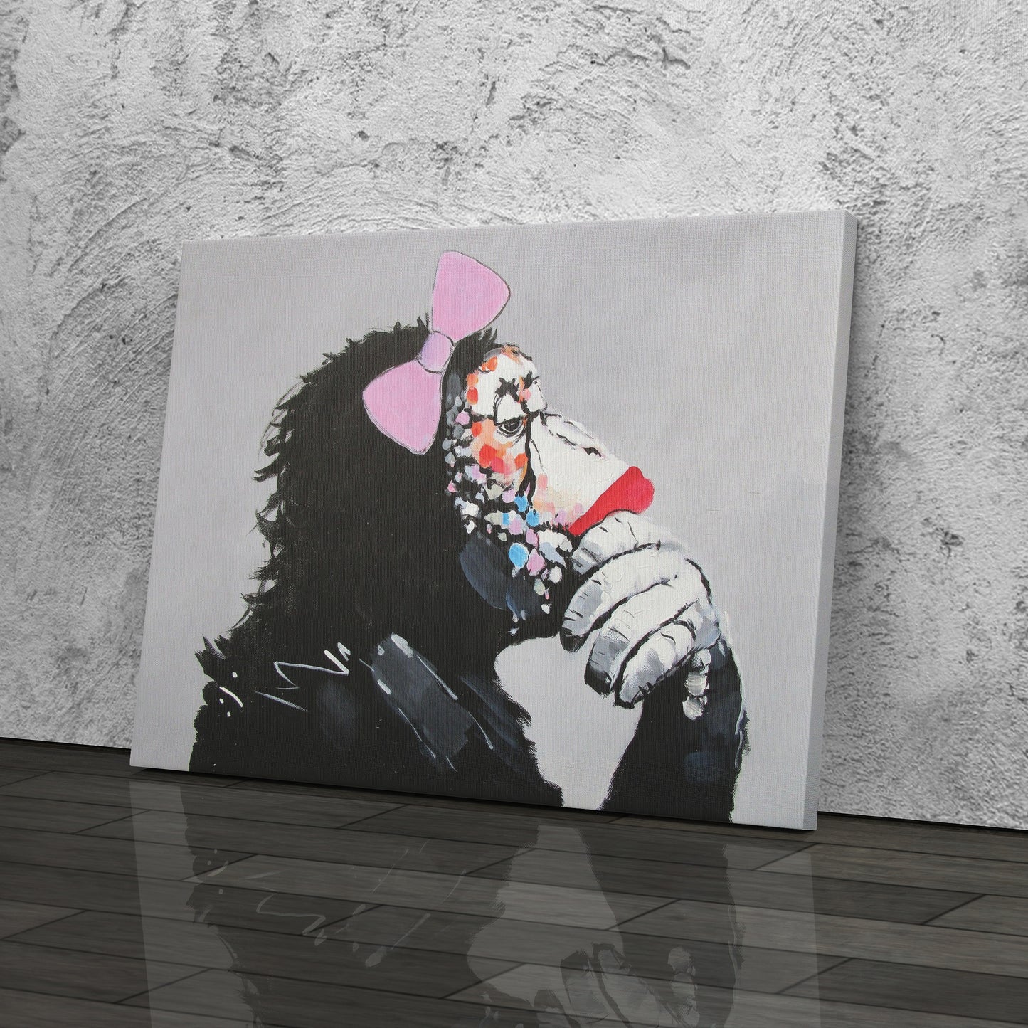 Banksy 'Female Monkey' Canvas Print - Framed Wall Art