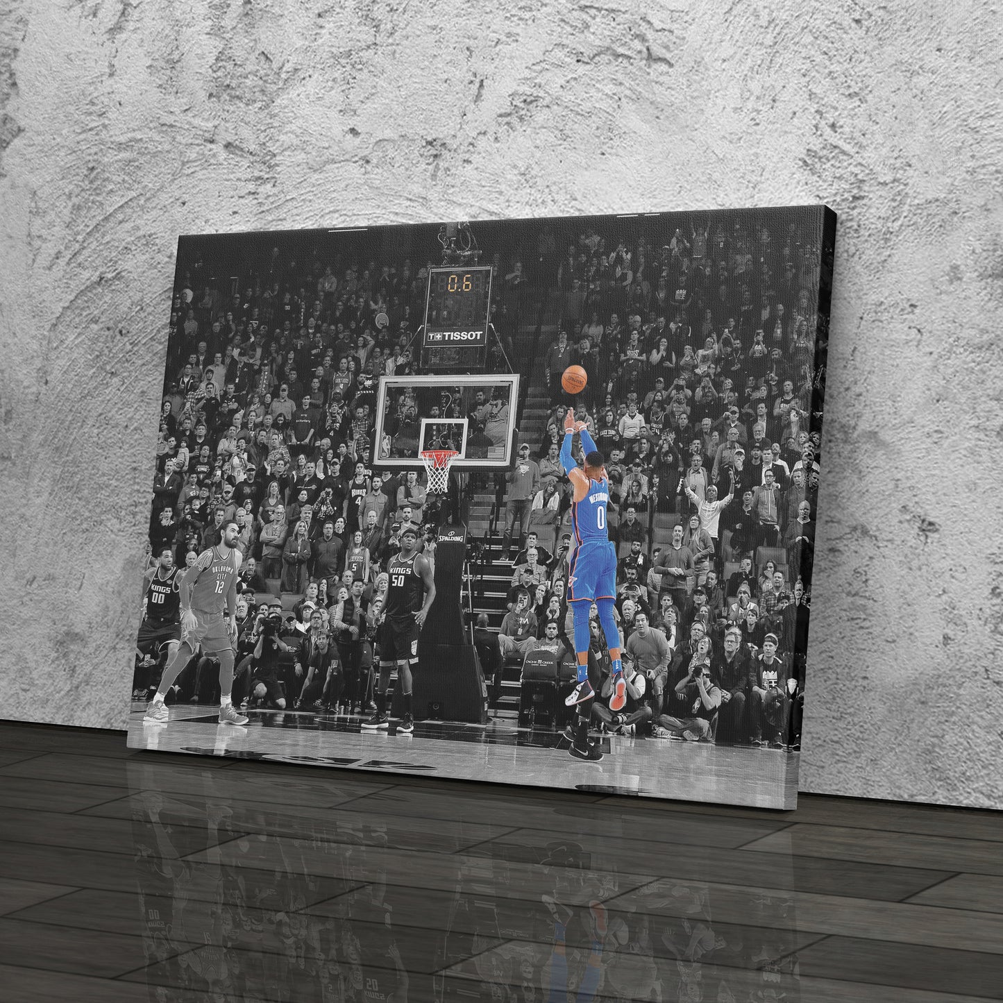 Russell Westbrook Buzzer Beater Canvas Art - NBA Thunder vs. Kings