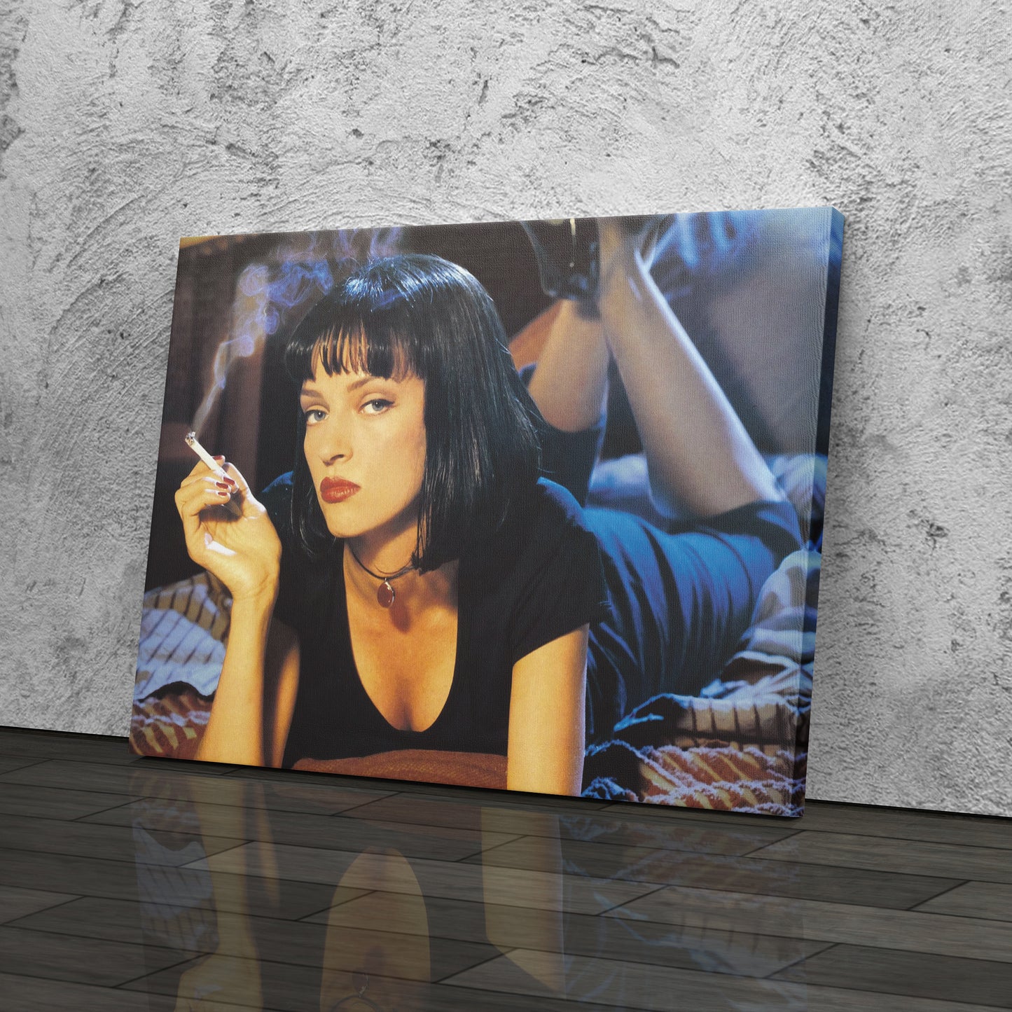 Uma Thurman Smoking Pulp Fiction Canvas Art – Legendary Movie Star Decor