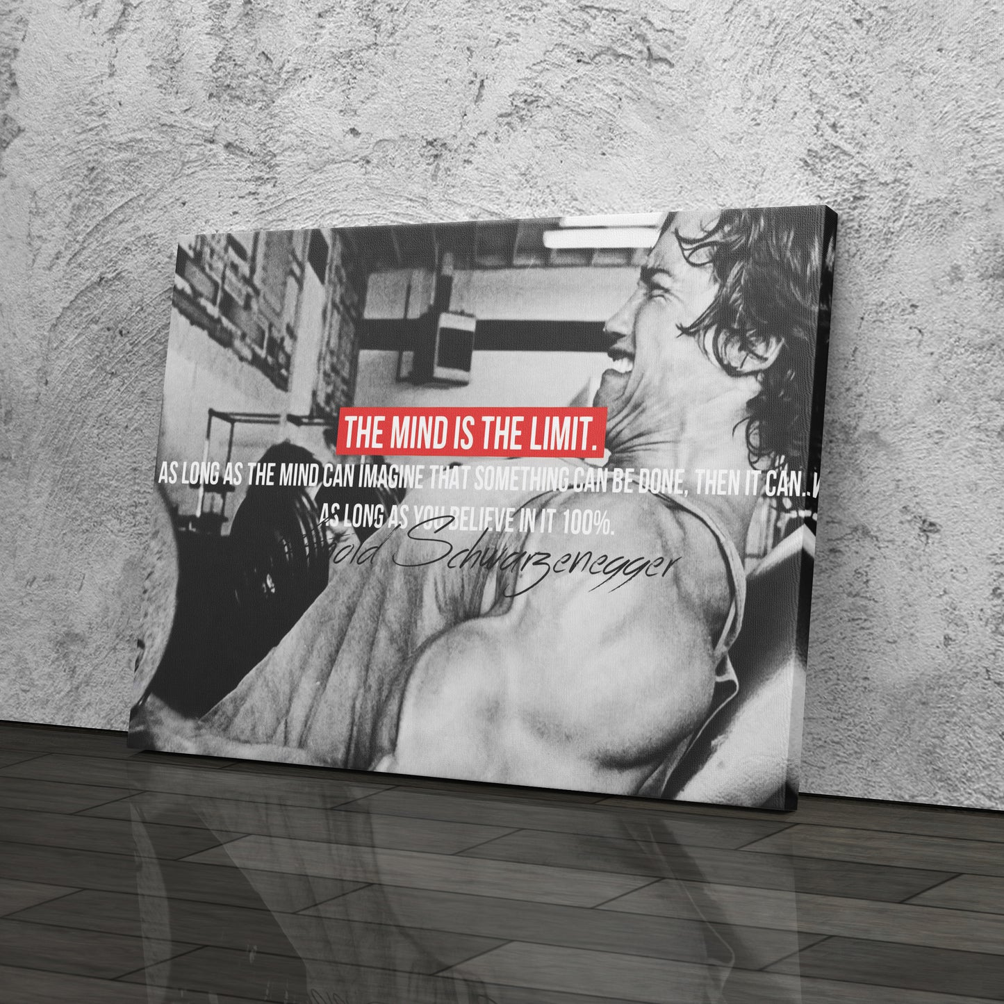 Arnold Schwarzenegger Motivational Quote Canvas Print – Wall Art for Home Office & Fitness Decor