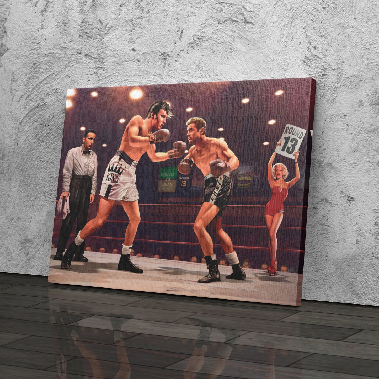 Marilyn Monroe, Elvis Presley & James Dean - Boxing Canvas Wall Art Decor