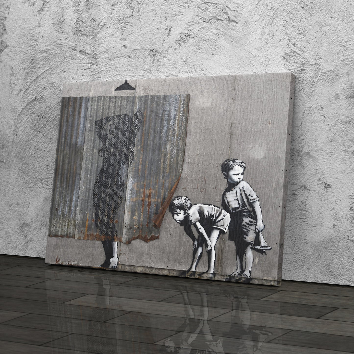 Banksy 'Lady Shower' Canvas Print - Framed Wall Art