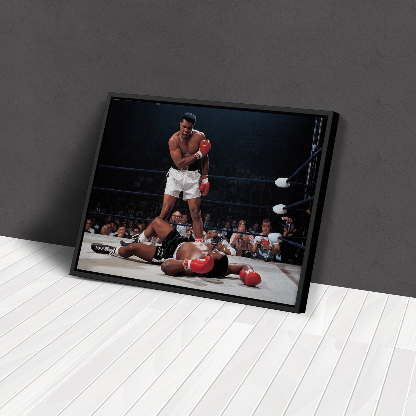 Muhammad Ali Sonny Liston Knockdown Canvas Art – Boxing Icon Decor