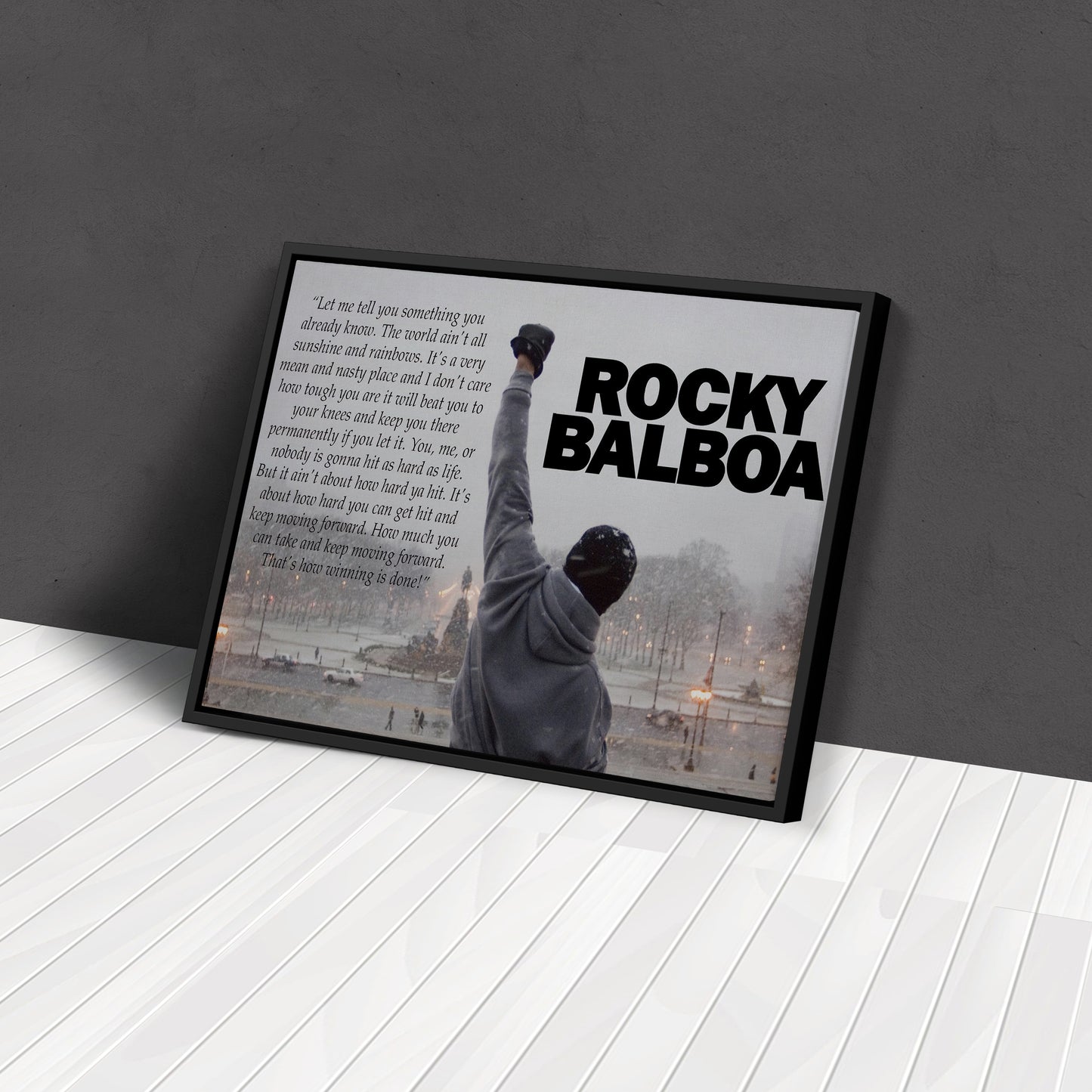 Rocky Balboa Motivational Quote Canvas Wall Art – Boxing Legend Decor