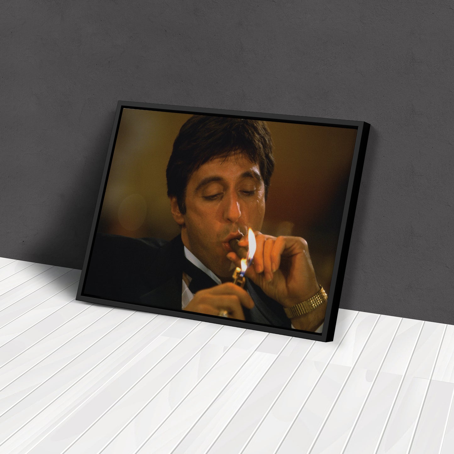 Scarface Tony Montana Smoking Canvas Art – Iconic Movie Character Decor