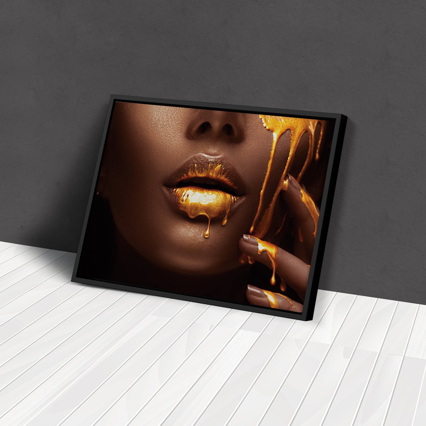 Dripping Gold Lips - Canvas Wall Art Decor