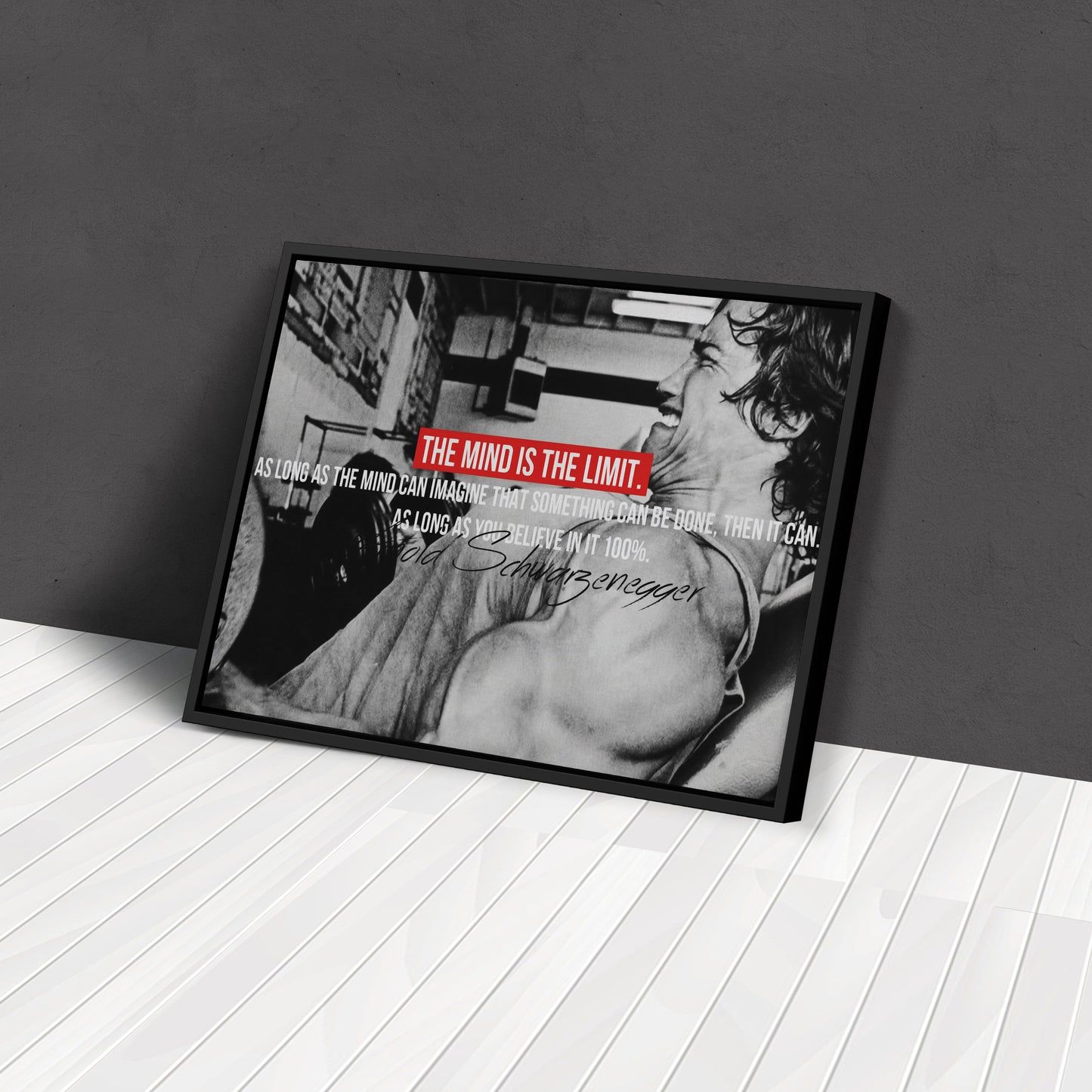 Arnold Schwarzenegger Motivational Quote Canvas Print – Wall Art for Home Office & Fitness Decor