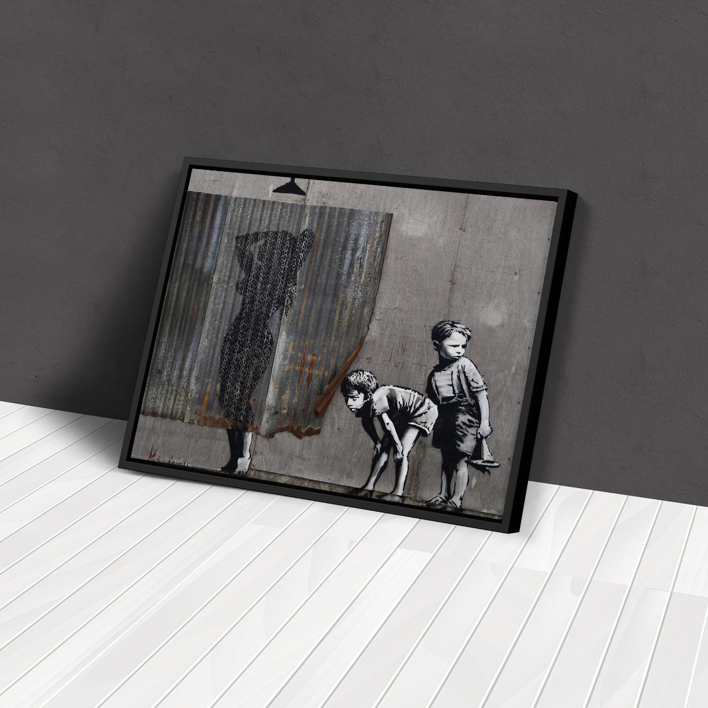 Banksy 'Lady Shower' Canvas Print - Framed Wall Art
