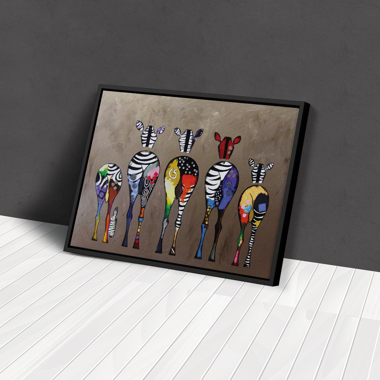 Abstract Colorful Zebra Print - Canvas Wall Art