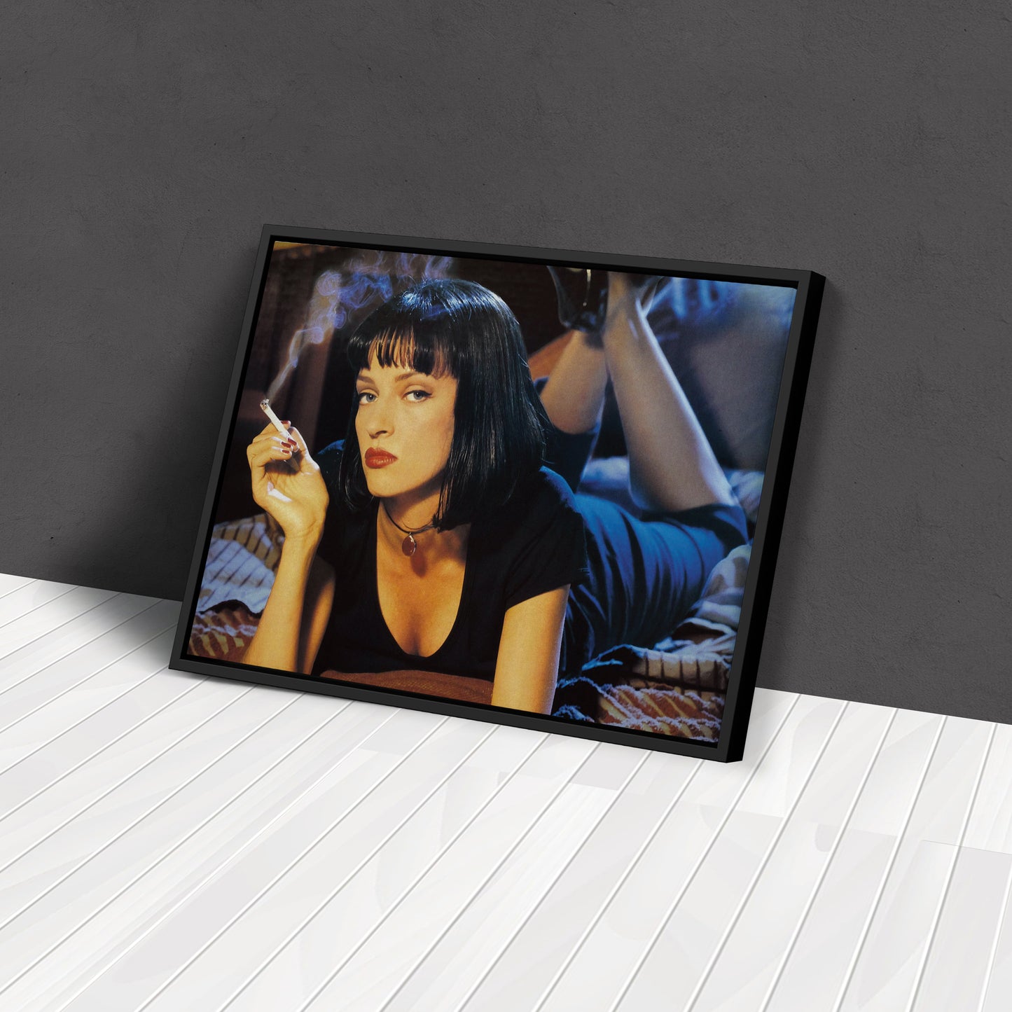Uma Thurman Smoking Pulp Fiction Canvas Art – Legendary Movie Star Decor