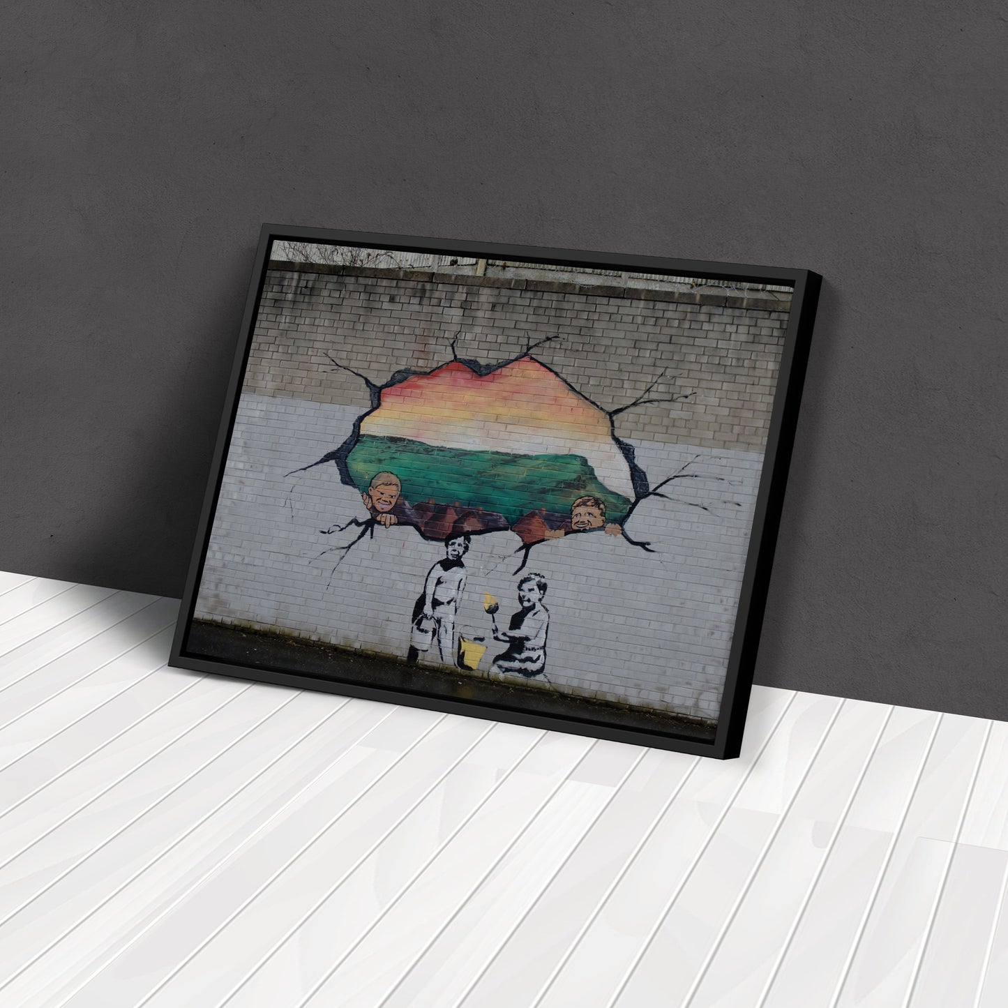 Banksy 'Graffiti Hole Wall' Canvas Print - Framed Wall Art