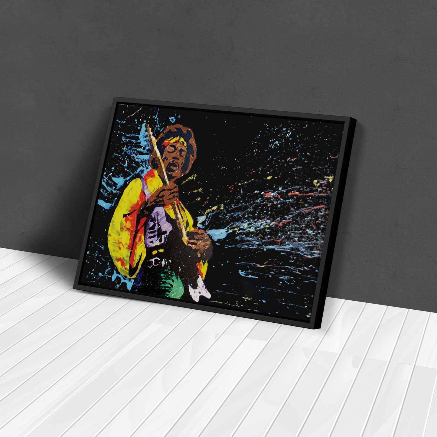 Jimi Hendrix Abstract Canvas Wall Art – Rock Music Legend Home Decor