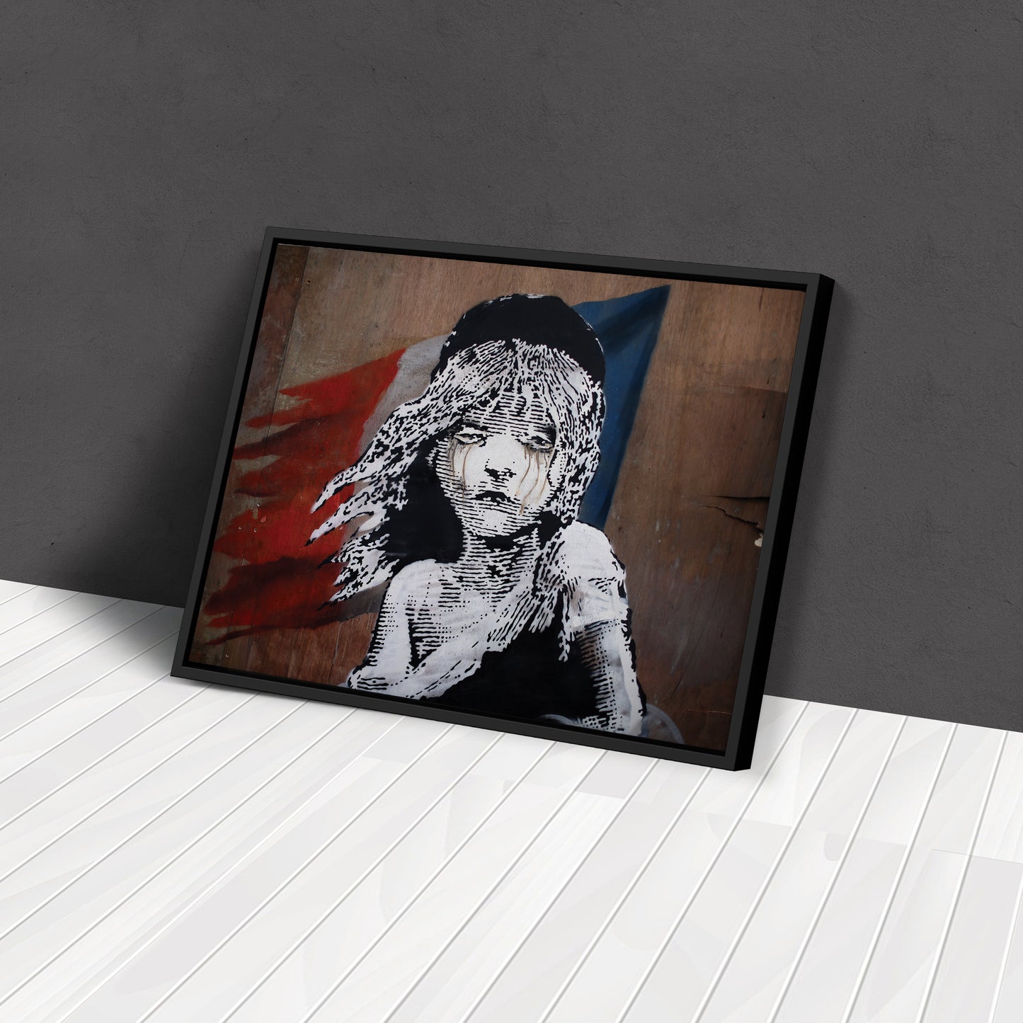 Banksy 'Les Misérables' Paris Mural Canvas Print - Framed Wall Art