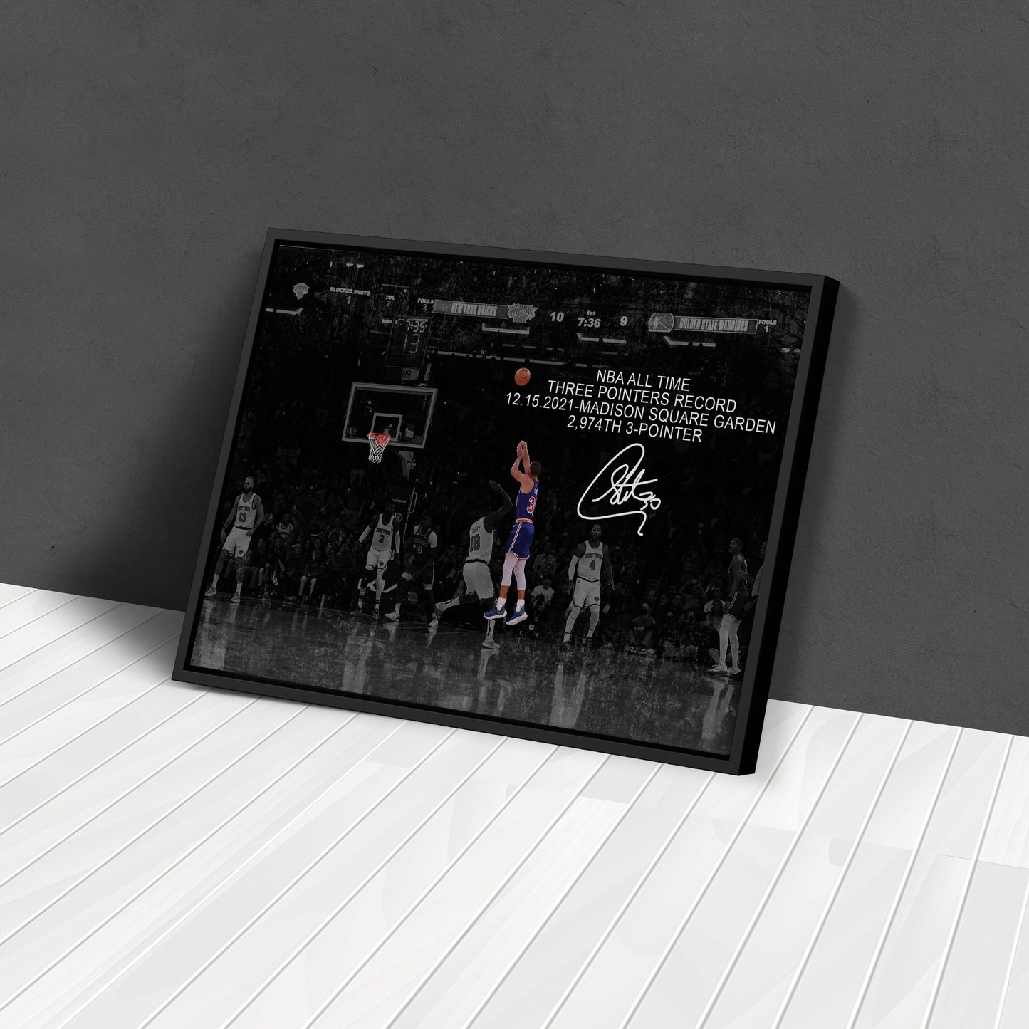 Stephen Curry Record Breaking 3-Pointer Canvas Art - NBA Wall Decor