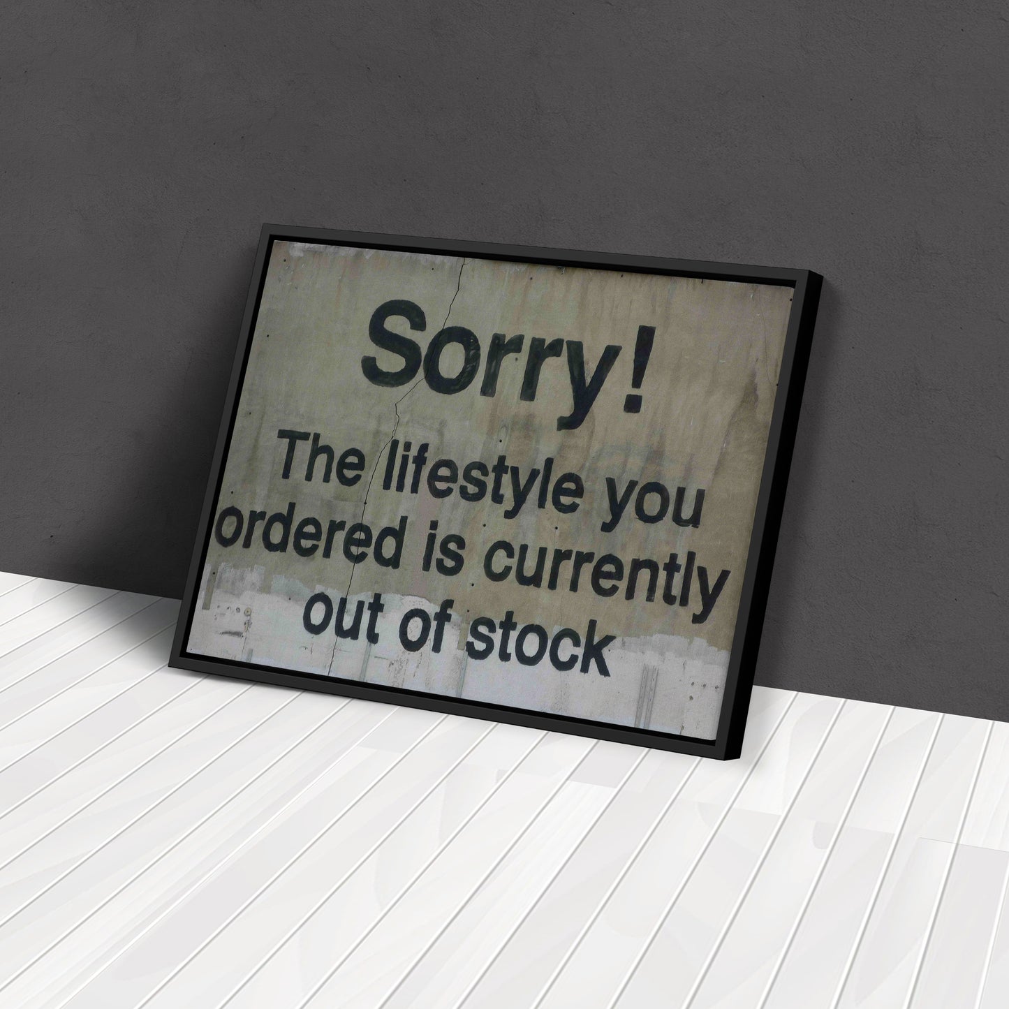 Banksy 'Out of Stock' Quote Canvas Print - Framed Wall Art