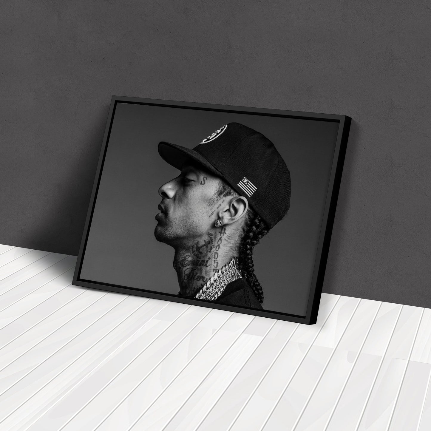 Nipsey Hussle Black and White Canvas Wall Art – Music Legend Home Decor