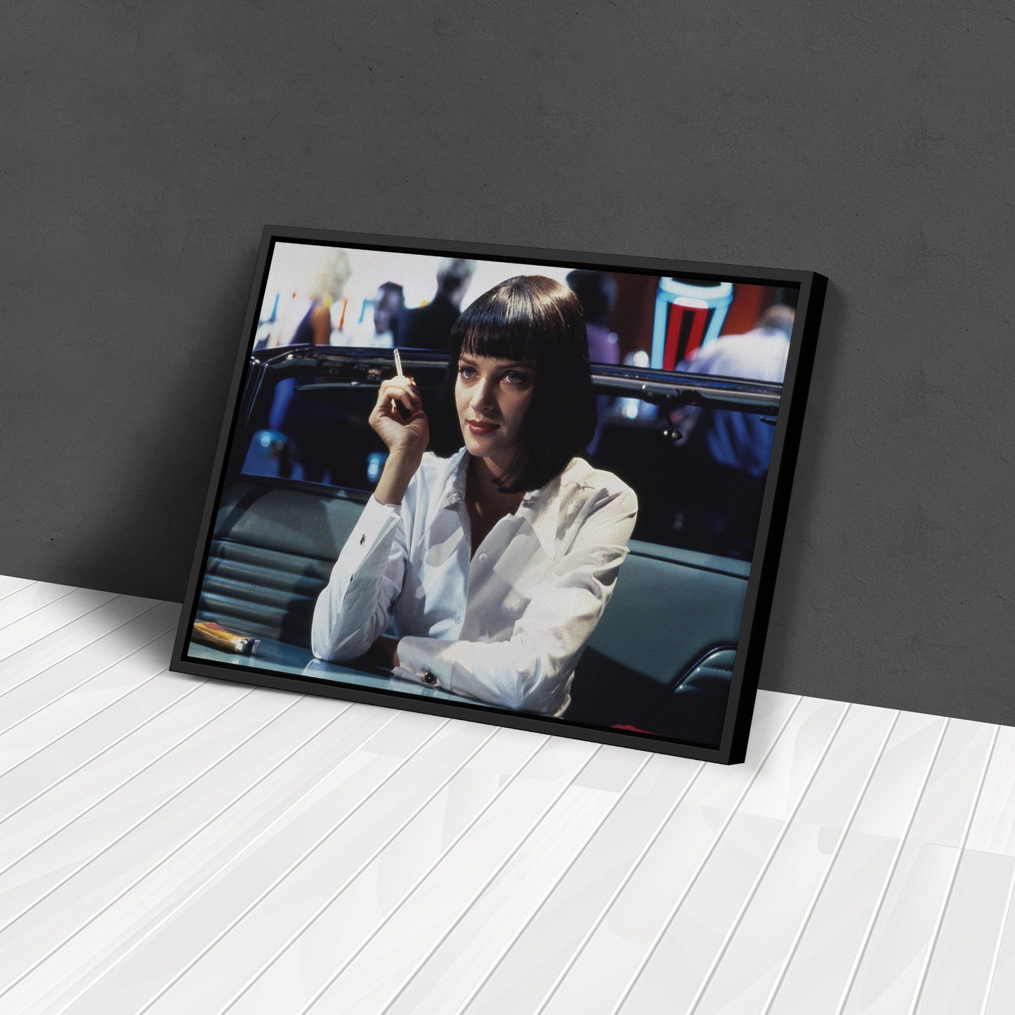 Pulp Fiction Uma Thurman Smoking Canvas Art – Legendary Movie Moment Decor