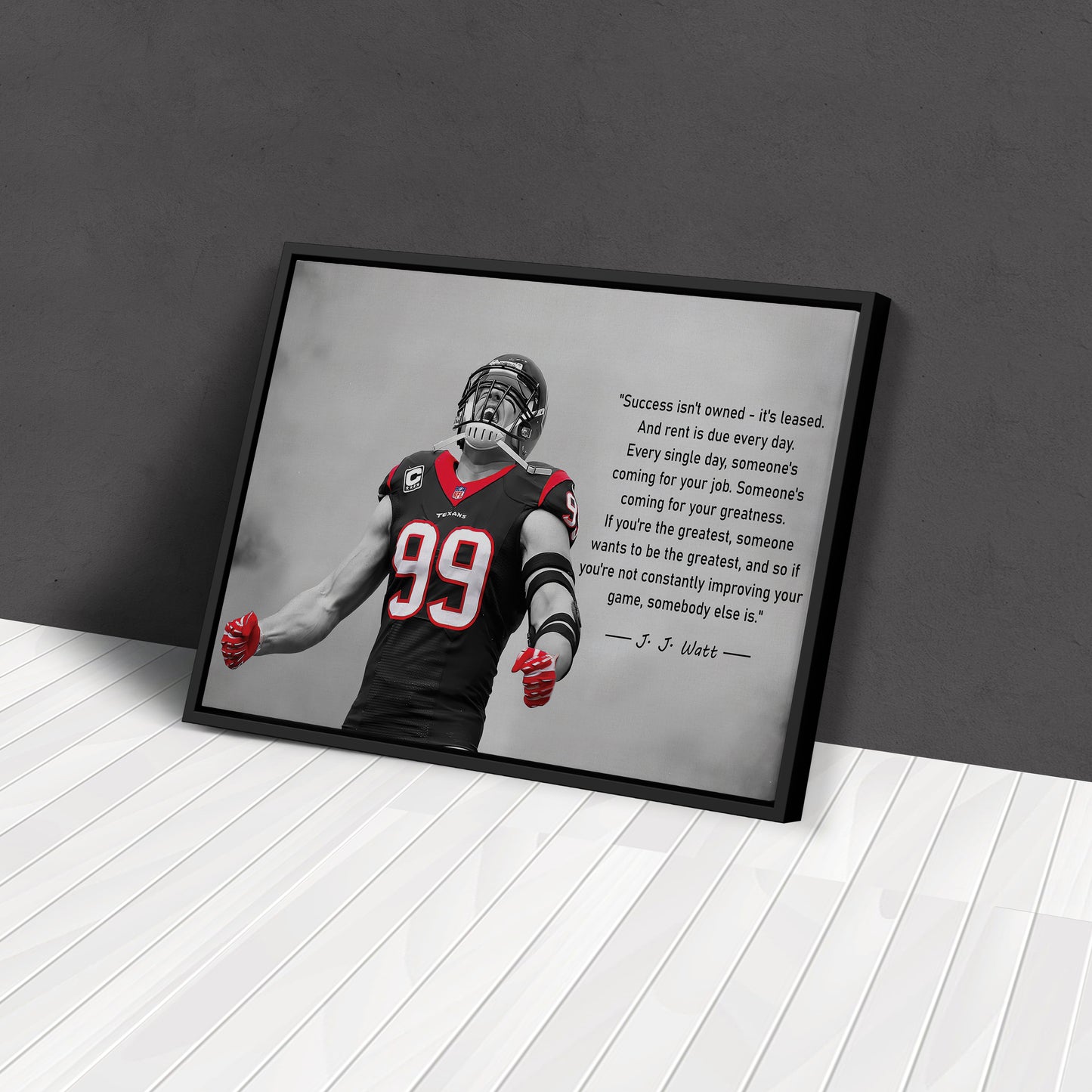J.J. Watt Motivational Quote Canvas Wall Art Decor - NFL Legend Art