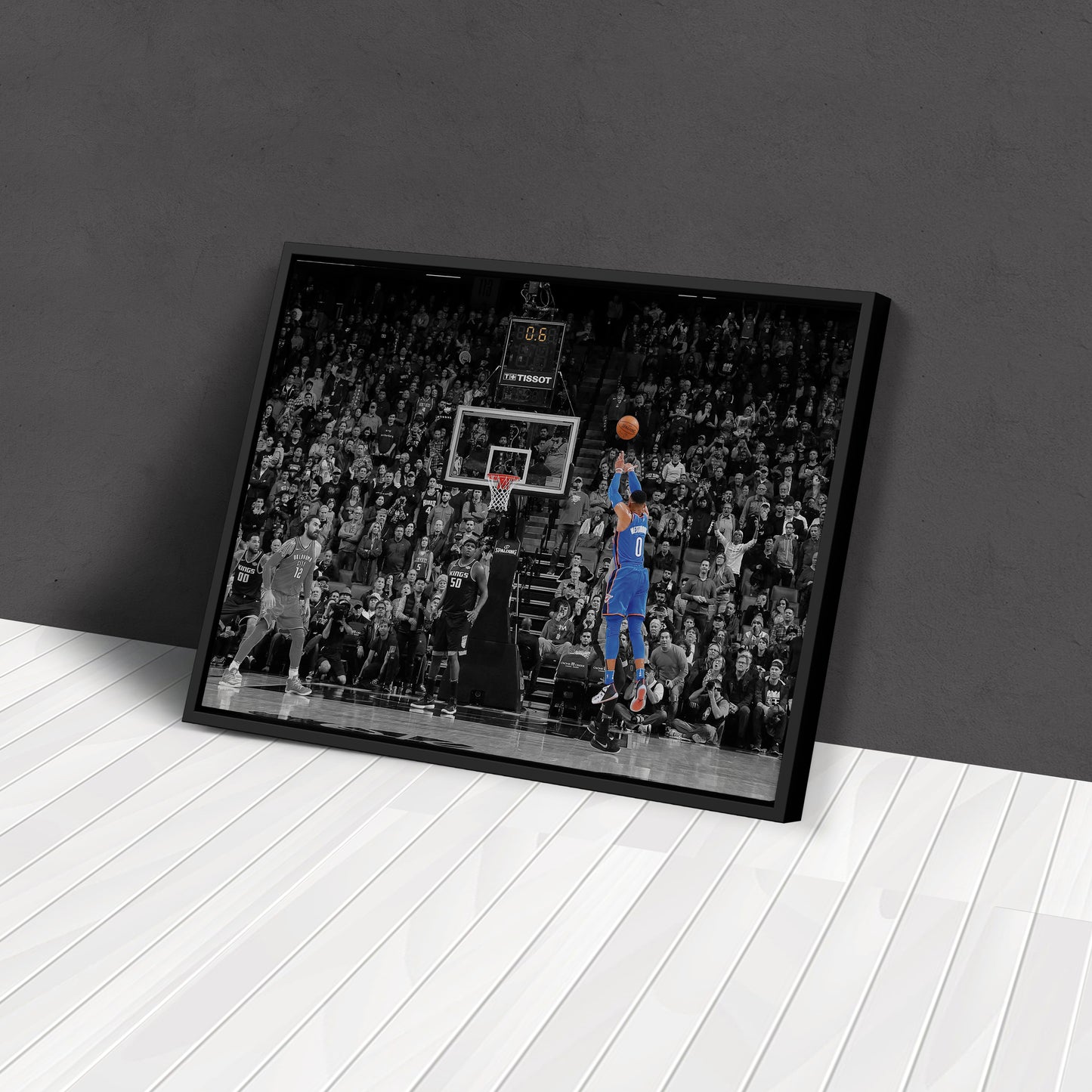 Russell Westbrook Buzzer Beater Canvas Art - NBA Thunder vs. Kings