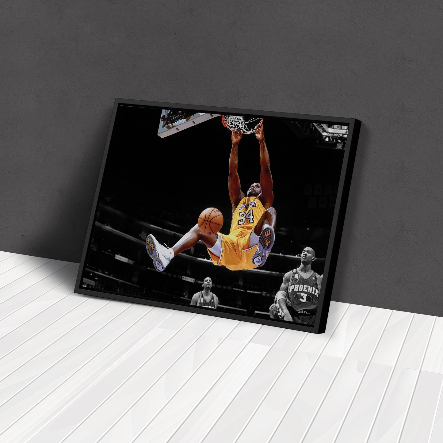 Shaquille O'Neal Dunking Canvas Art - NBA Lakers Sports Poster