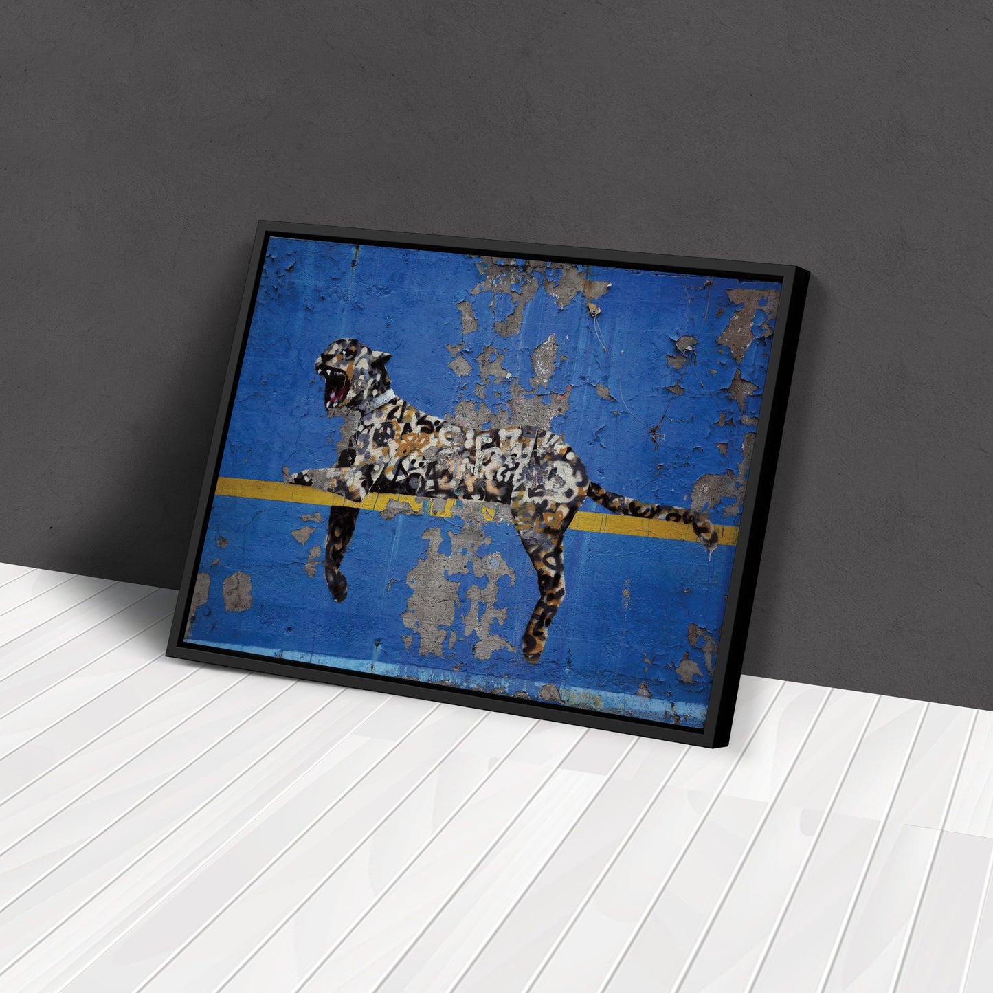 Banksy 'Bronx Zoo Leopard' Street Art Canvas Print - Framed Wall Art