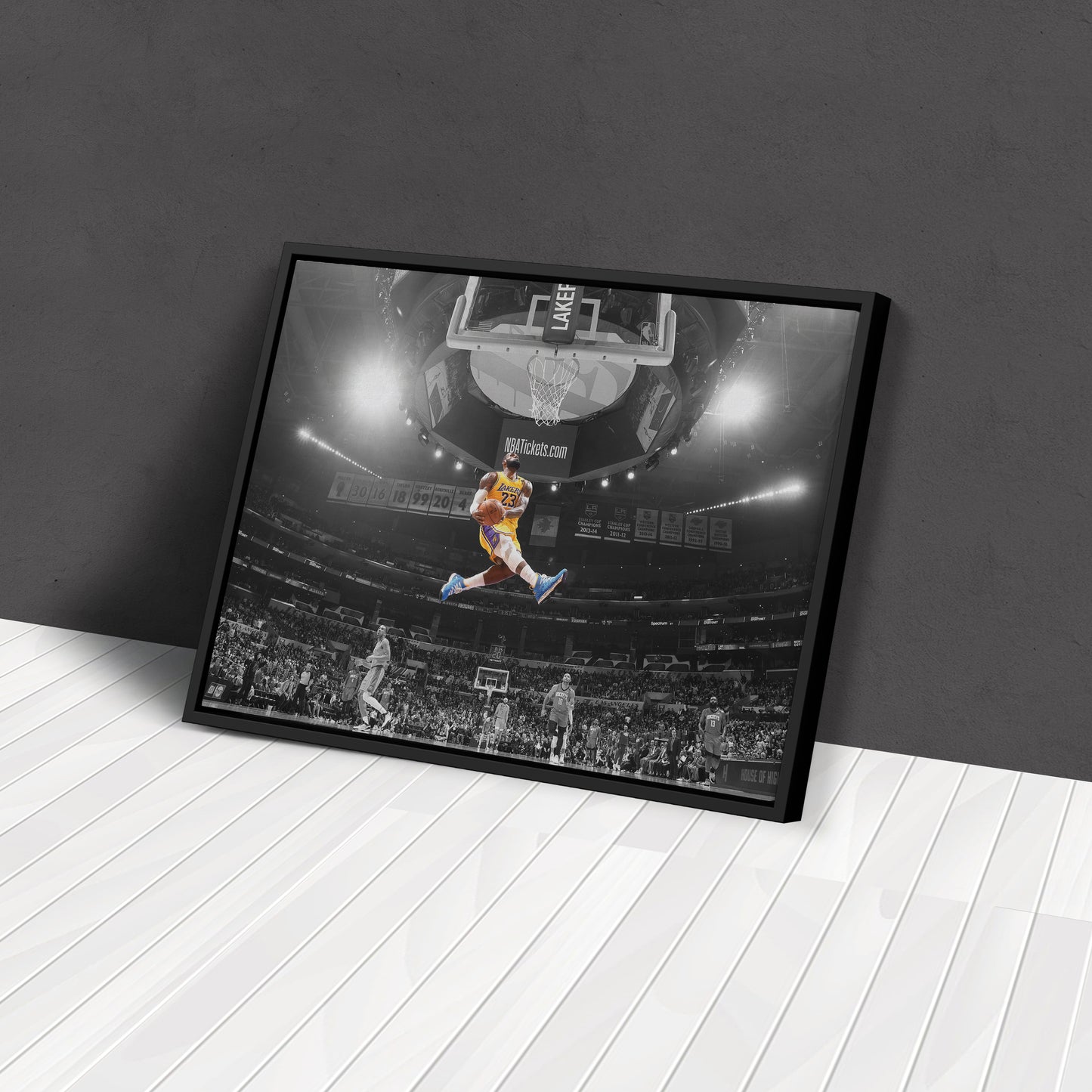 LeBron James Dunk Basketball Canvas Wall Art – NBA King in Action